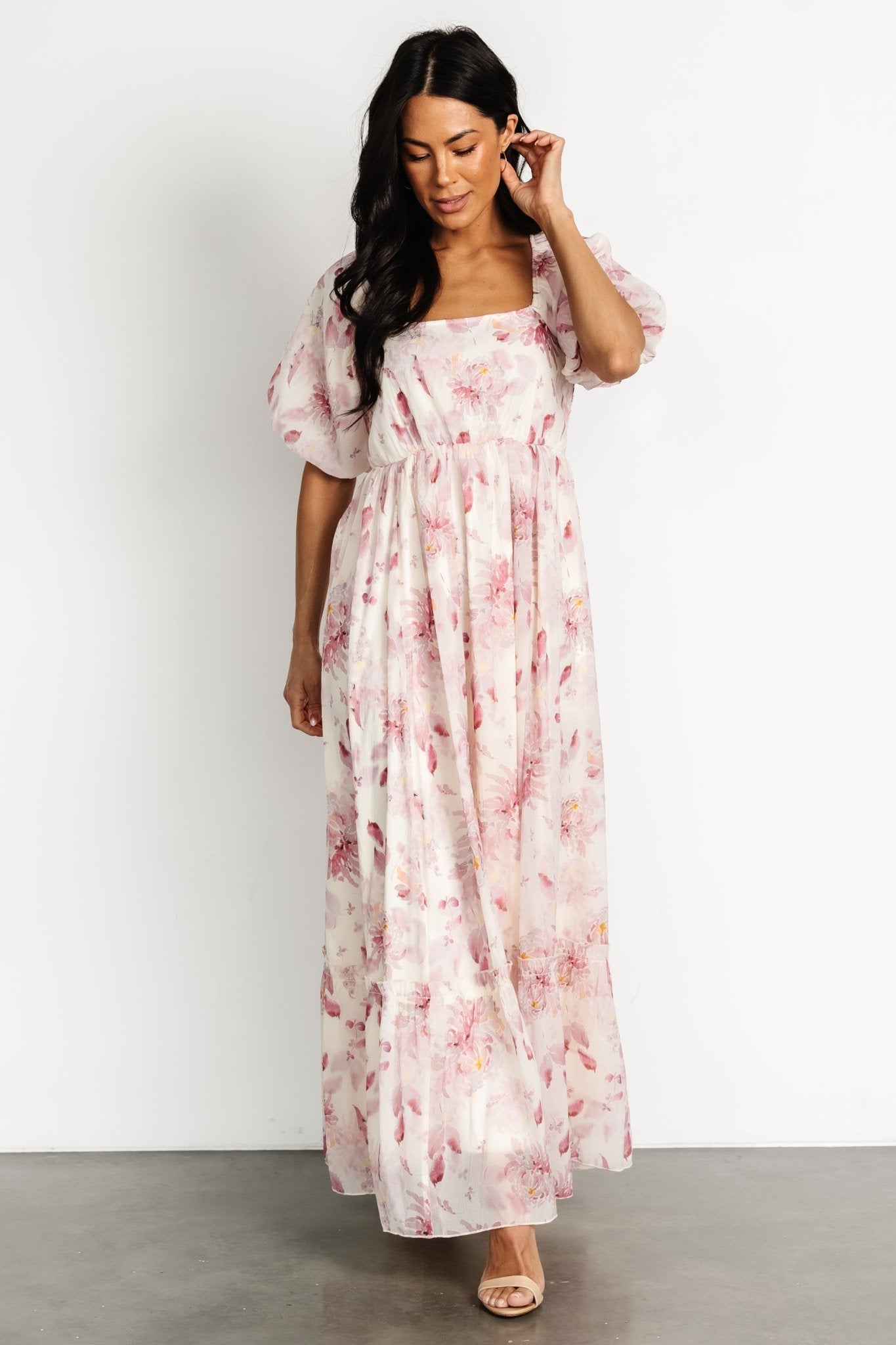 Dalia Maxi Dress | Ivory + Mauve Floral 2025 New