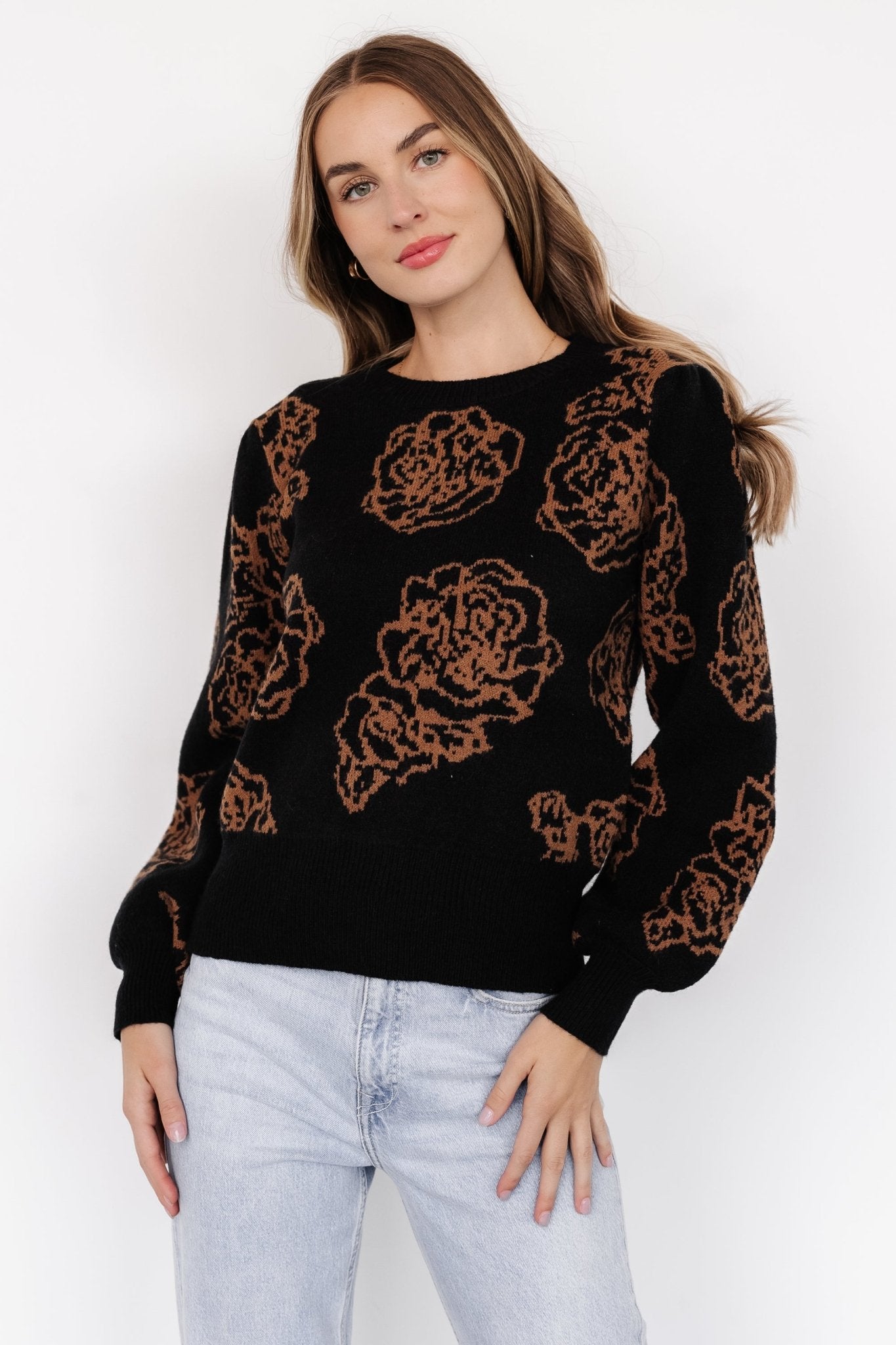 Blake Floral Sweater | Black + Camel Cheapest Cheap Online