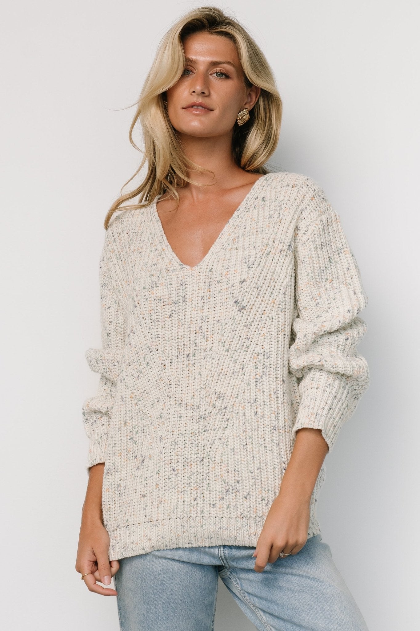 Rosie Knit Sweater | Ivory + Blue Multi Free Shipping Tumblr