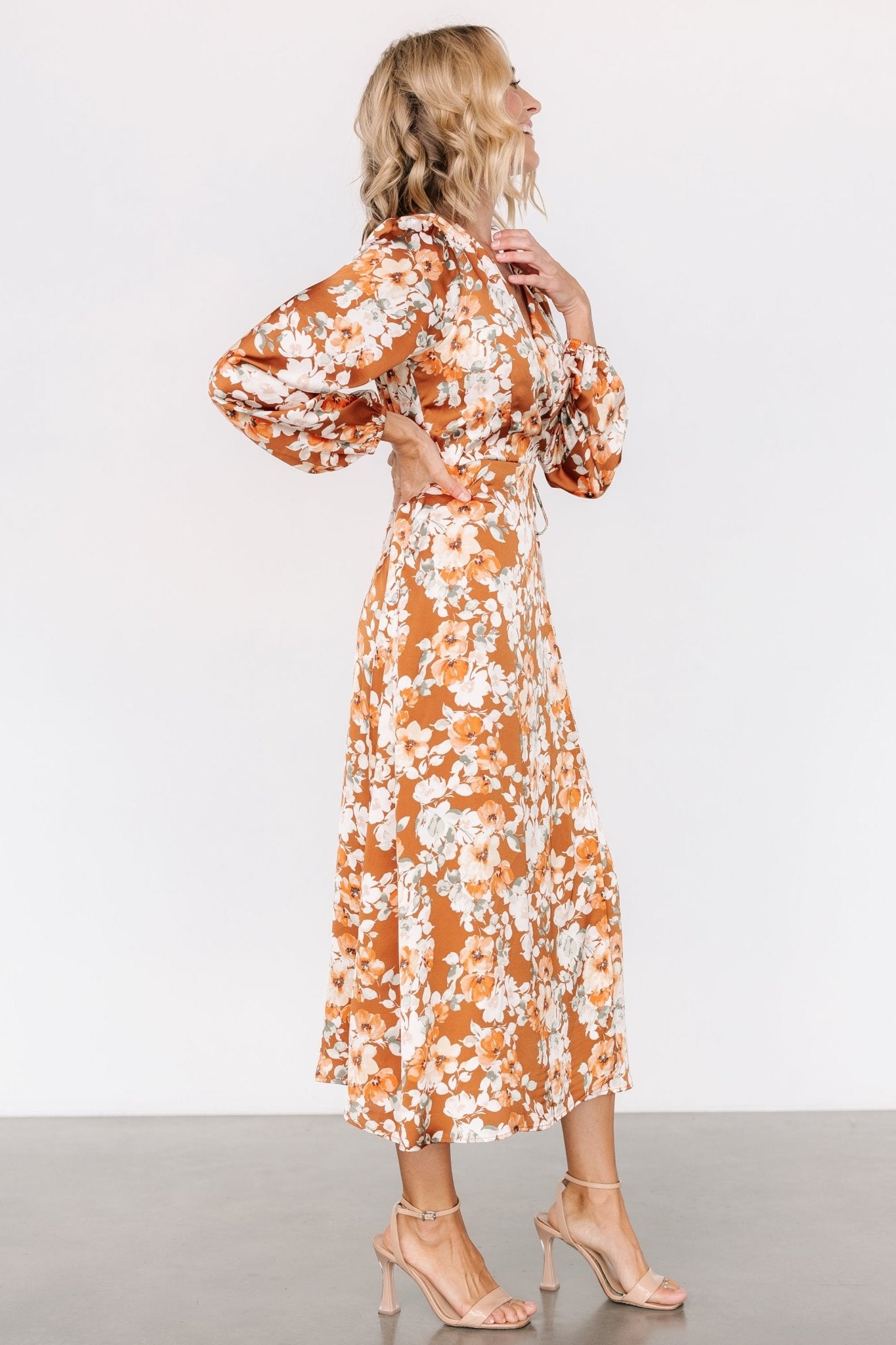 Clarissa Faux Wrap Midi Dress | Copper + Ivory Outlet Low Shipping Fee