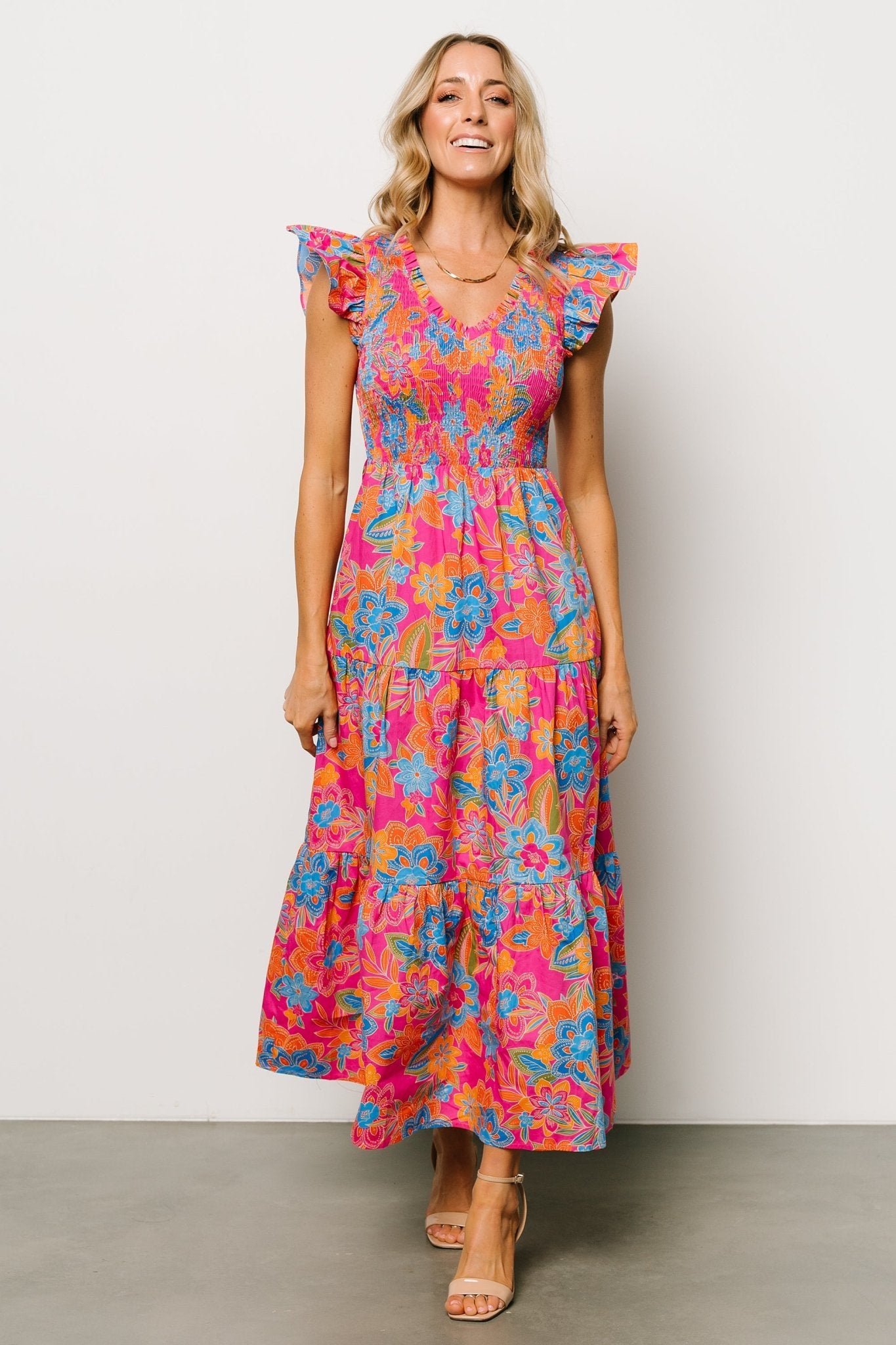 Ranchero Smocked Maxi Dress | Pink Multi Sale Footlocker Finishline