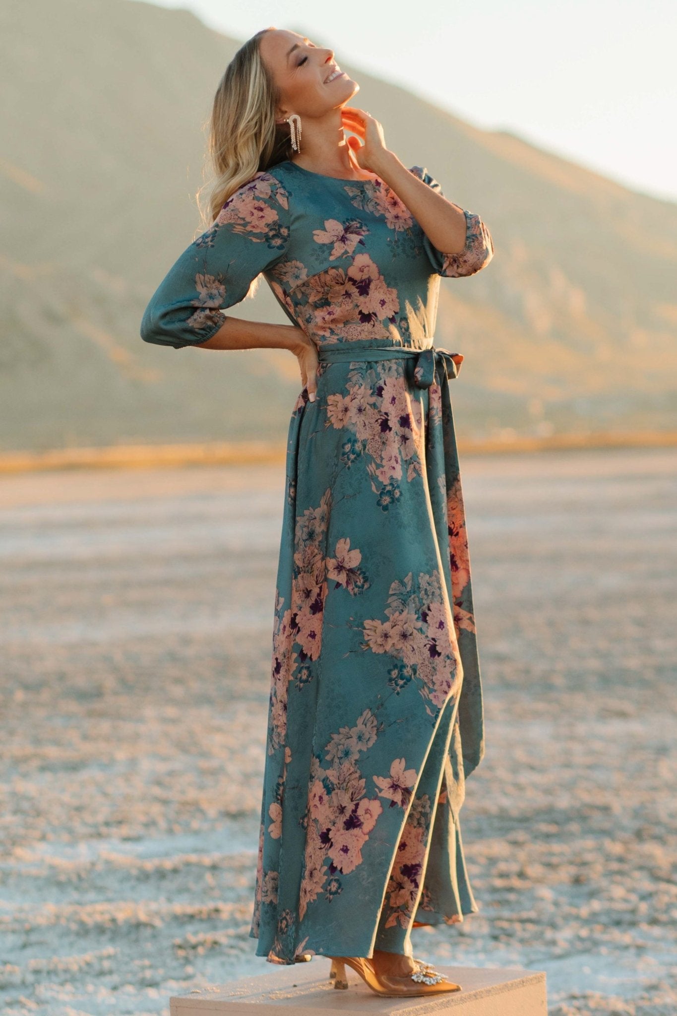 Paula Satin Maxi Dress | Blue + Pink Multi 2025 Cheap Online