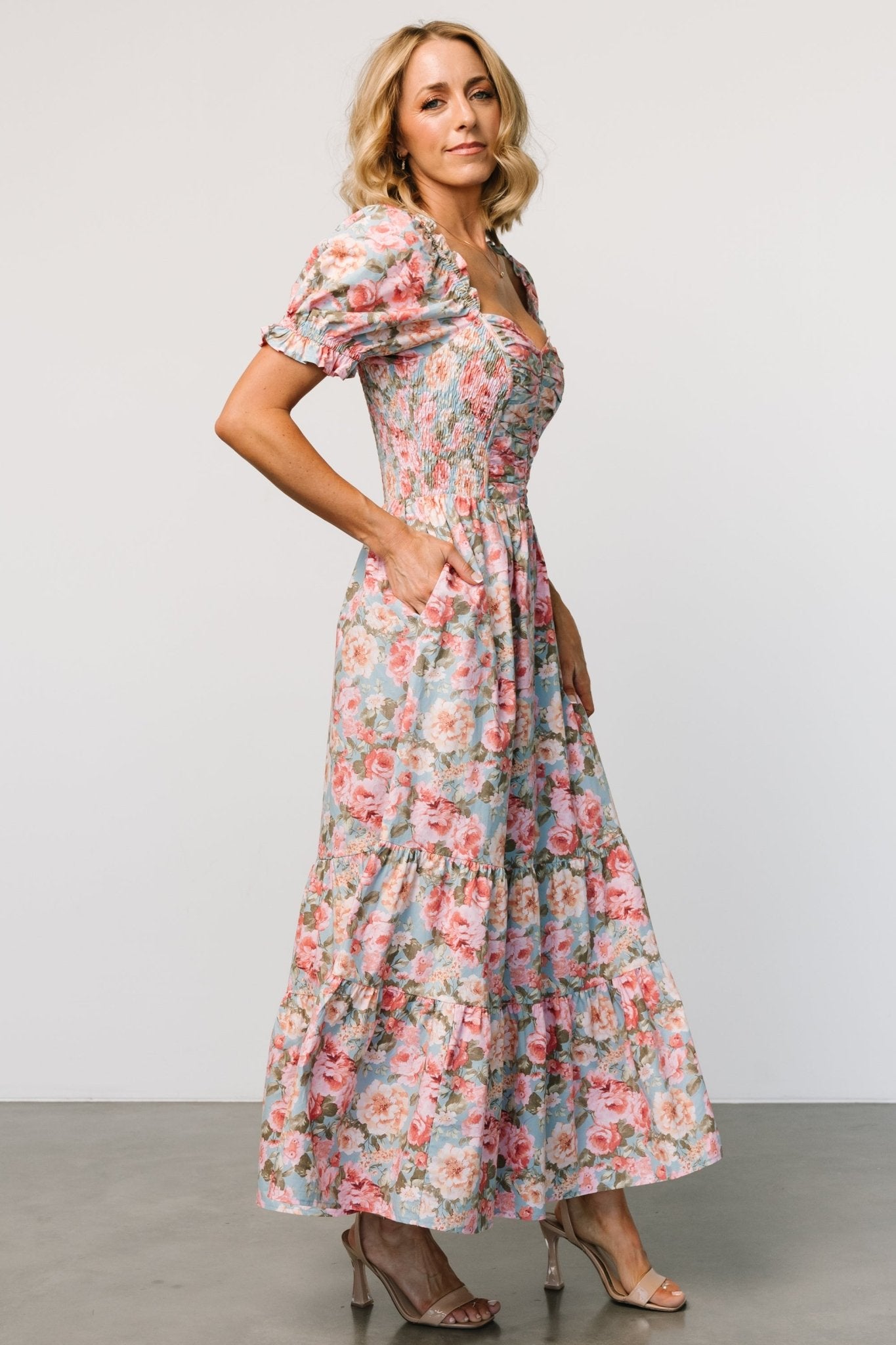 Tiana Maxi Dress | Vintage Blue + Pink Floral Cheap For Cheap