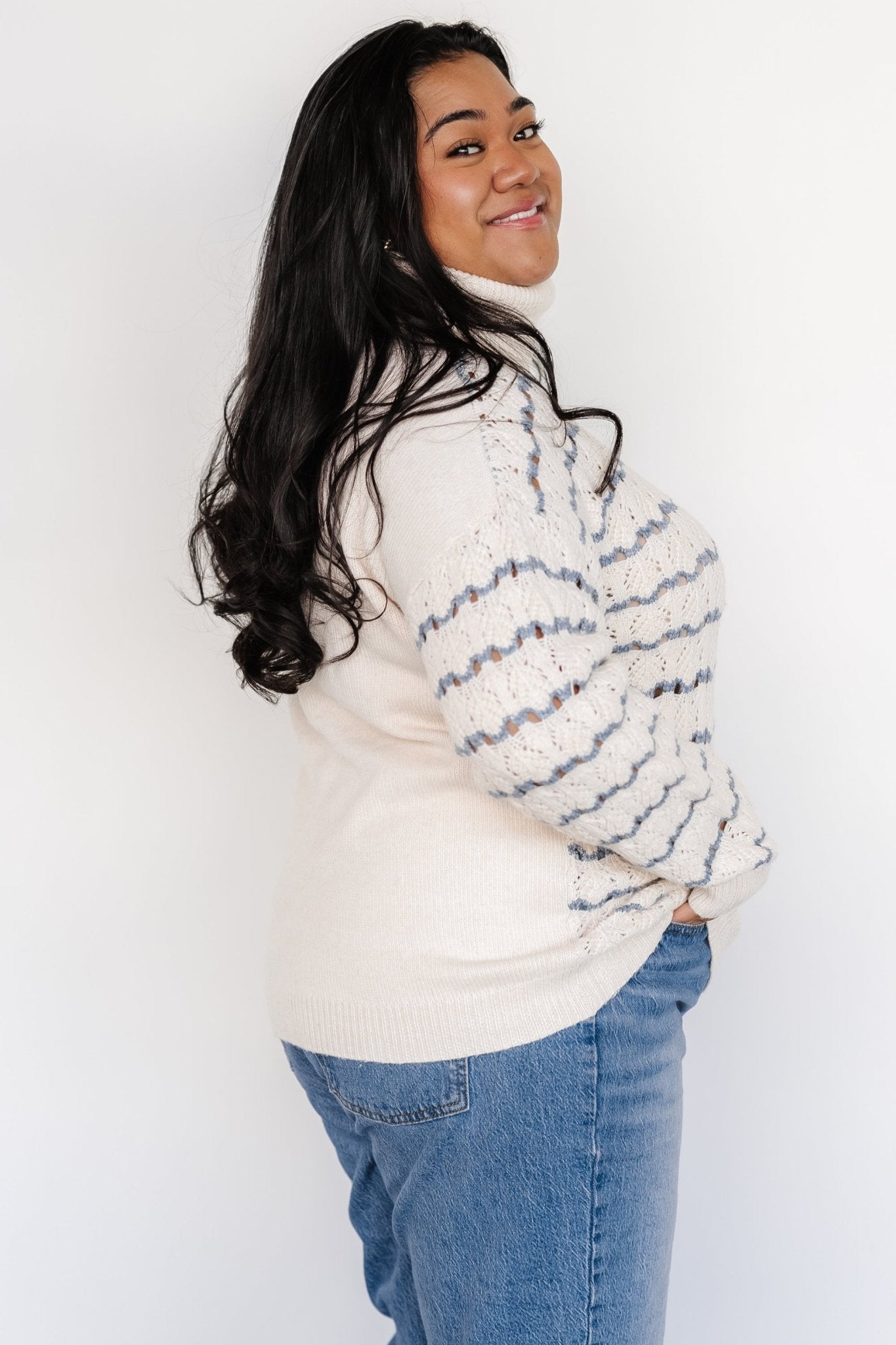 Hollis Knit Sweater | Ivory + Blue Buy Cheap Visit New