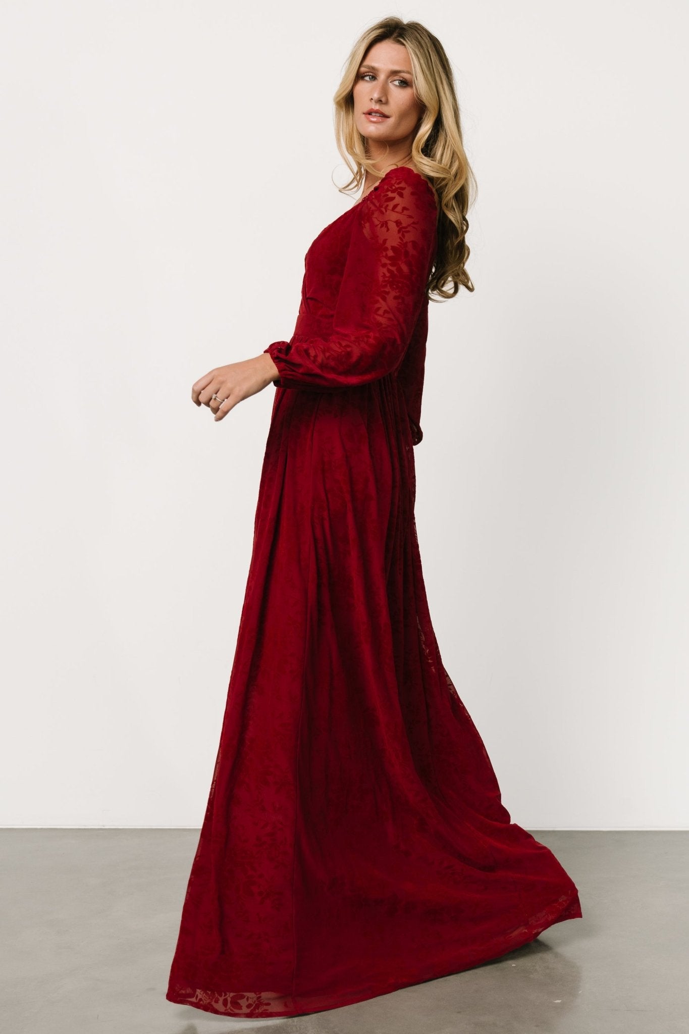 Mable Velvet Maxi Dress | Crimson Discount Release Dates