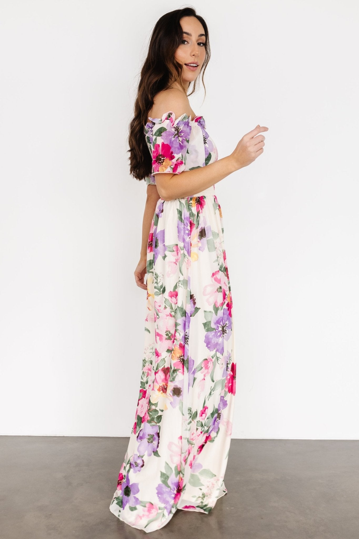 Elina Maxi Dress | Ivory + Pink Multi Floral Sale Fashion