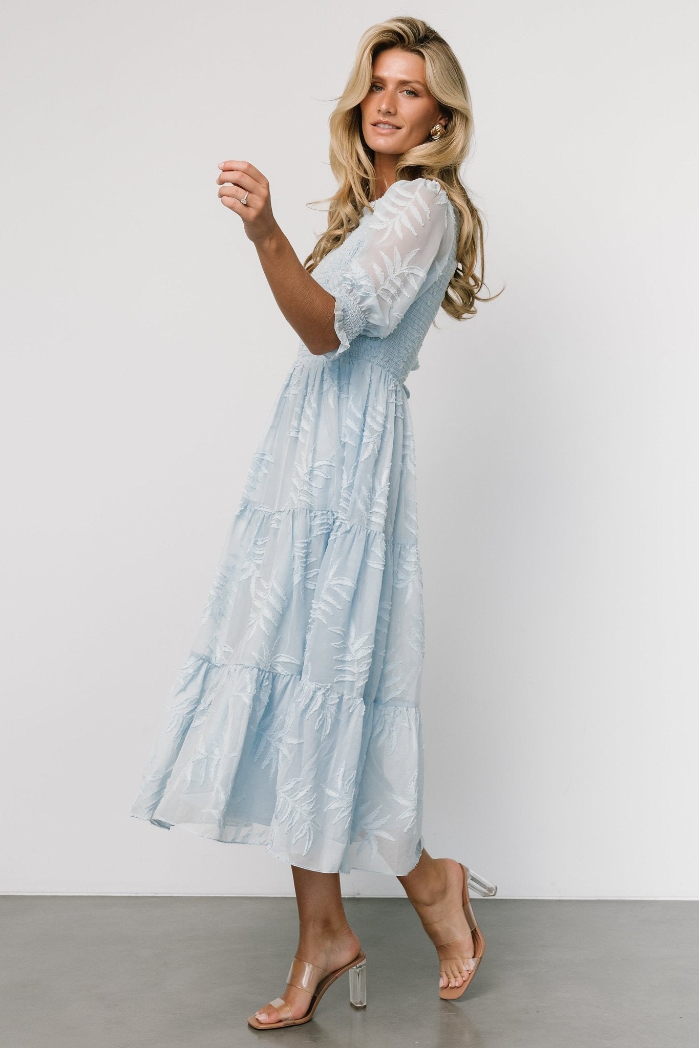 Nellie Smocked Midi Dress | Light Blue Clearance Good Selling