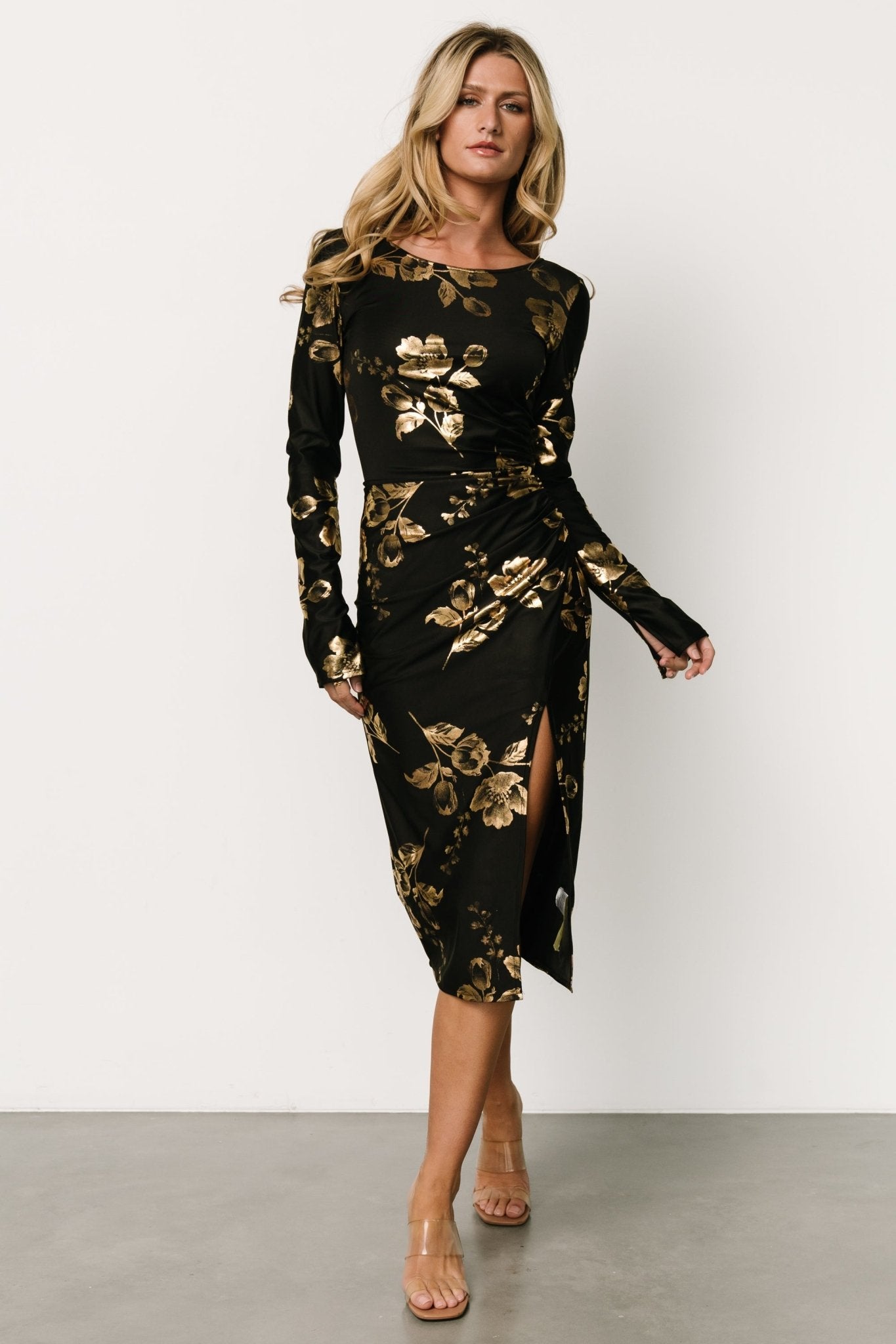 McQueen Midi Dress | Black + Gold Free Shipping Eastbay