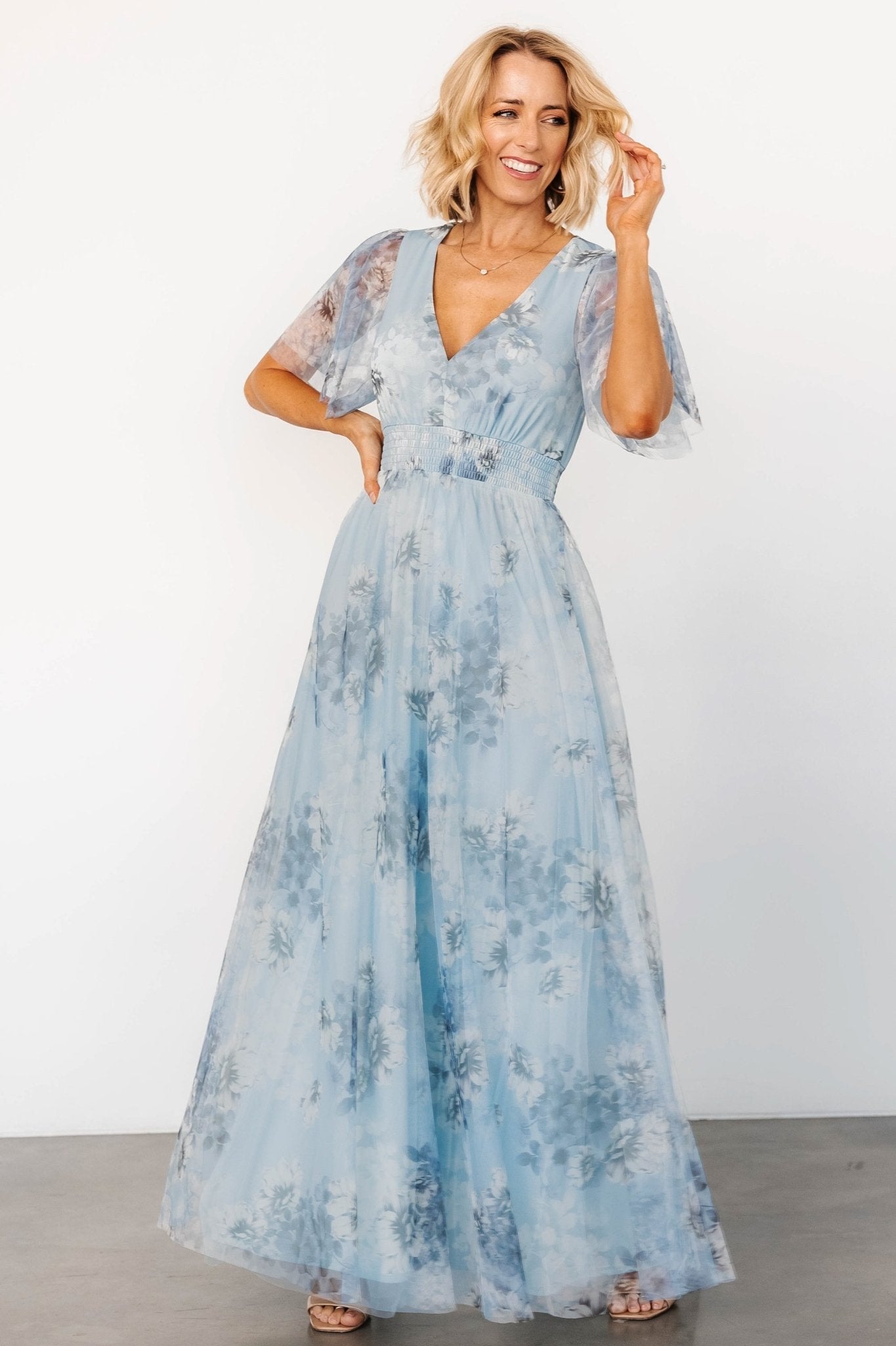 Cressida Tulle Maxi Dress | Blue + Off White Floral Discount Reliable