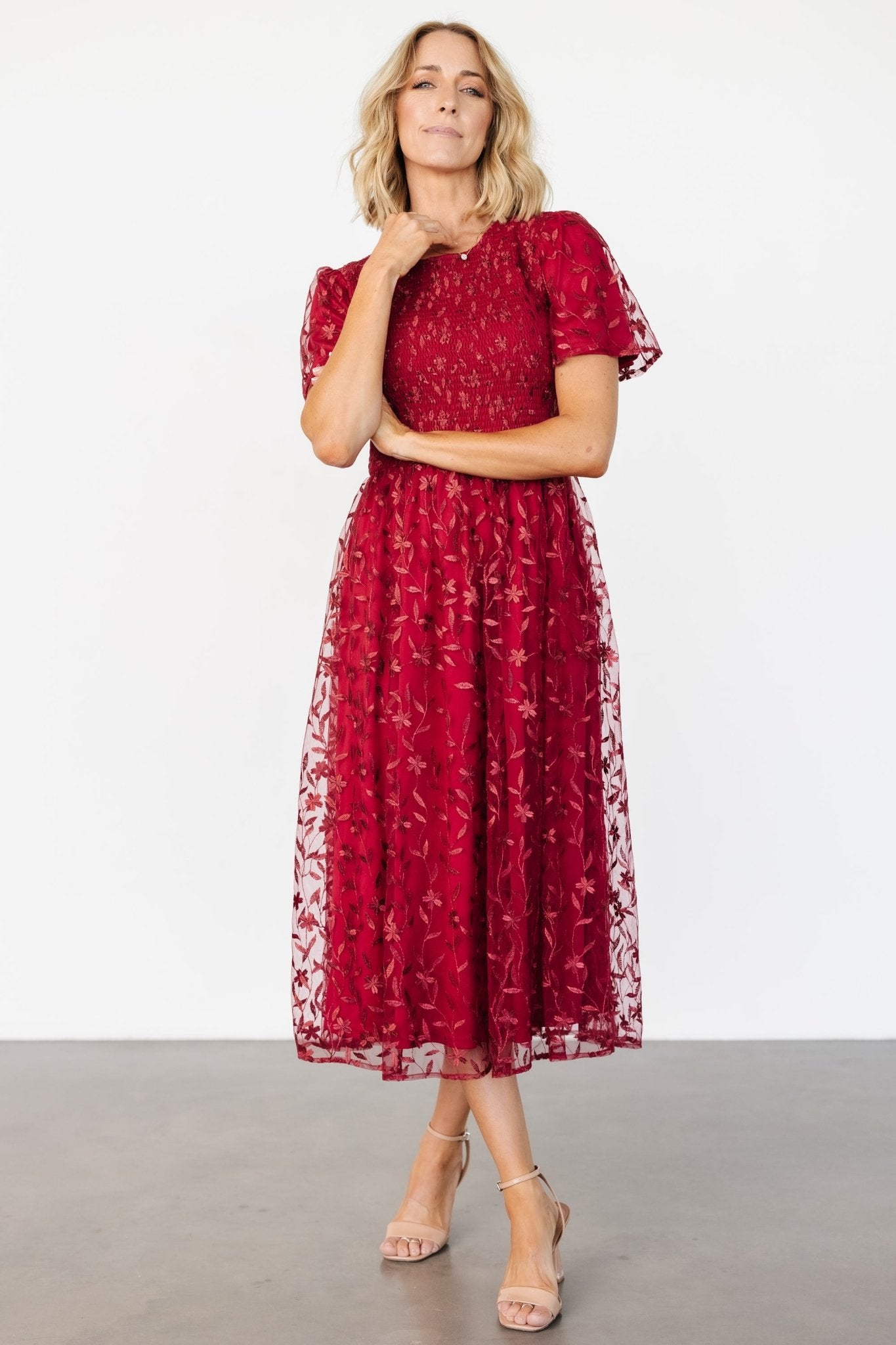 Cara Embroidered Midi Dress | Ruby Cheap Sale 100% Authentic