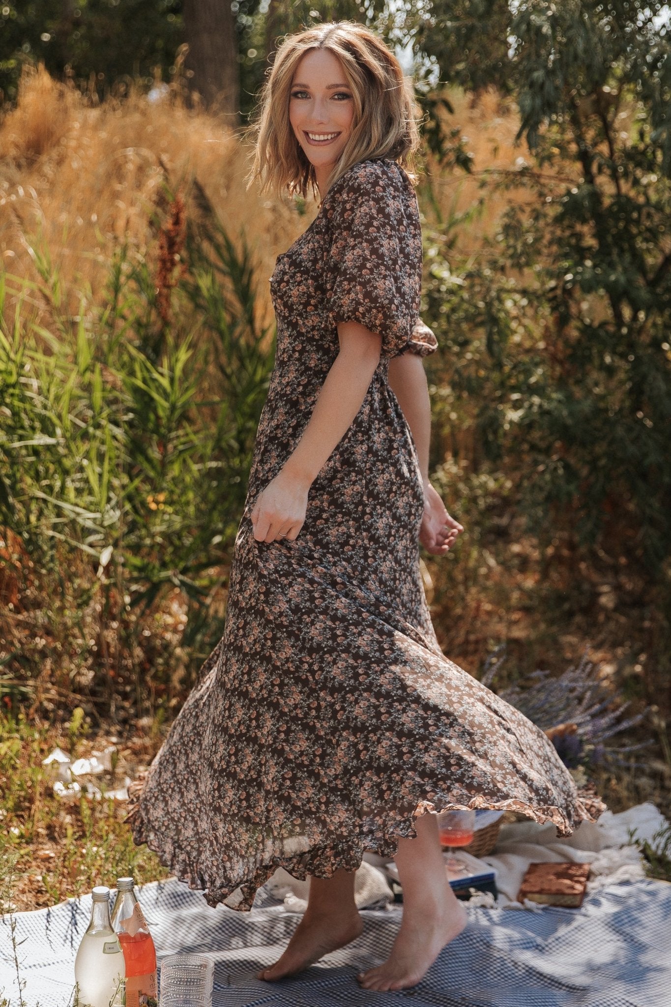 Camryn Maxi Dress | Brown Floral Discount 2025 Newest