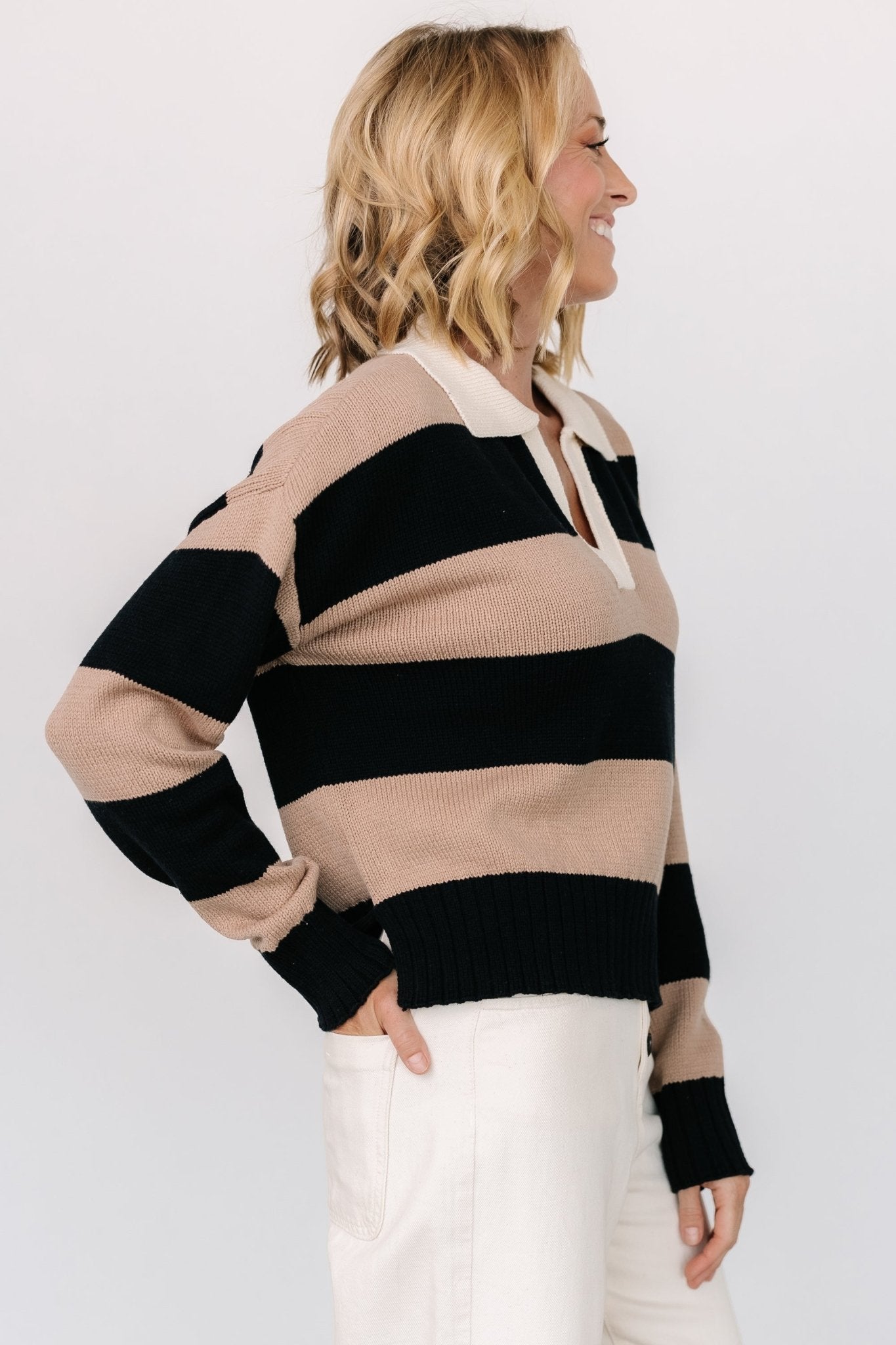 Alec Striped Sweater | Black + Mocha Free Shipping Marketable