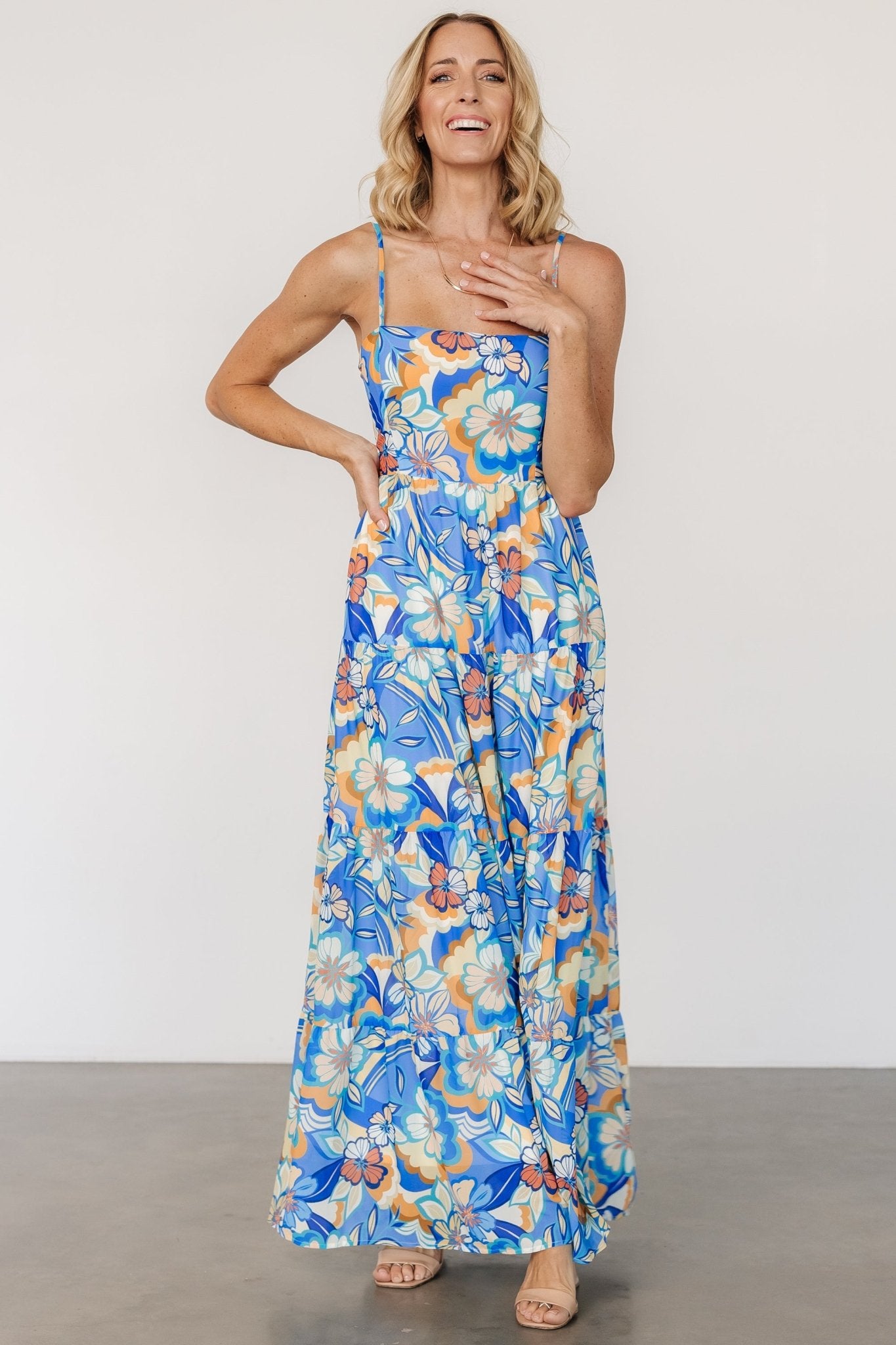 Jannica Tie Back Maxi Dress | Blue Multi Best Pices Sale Online