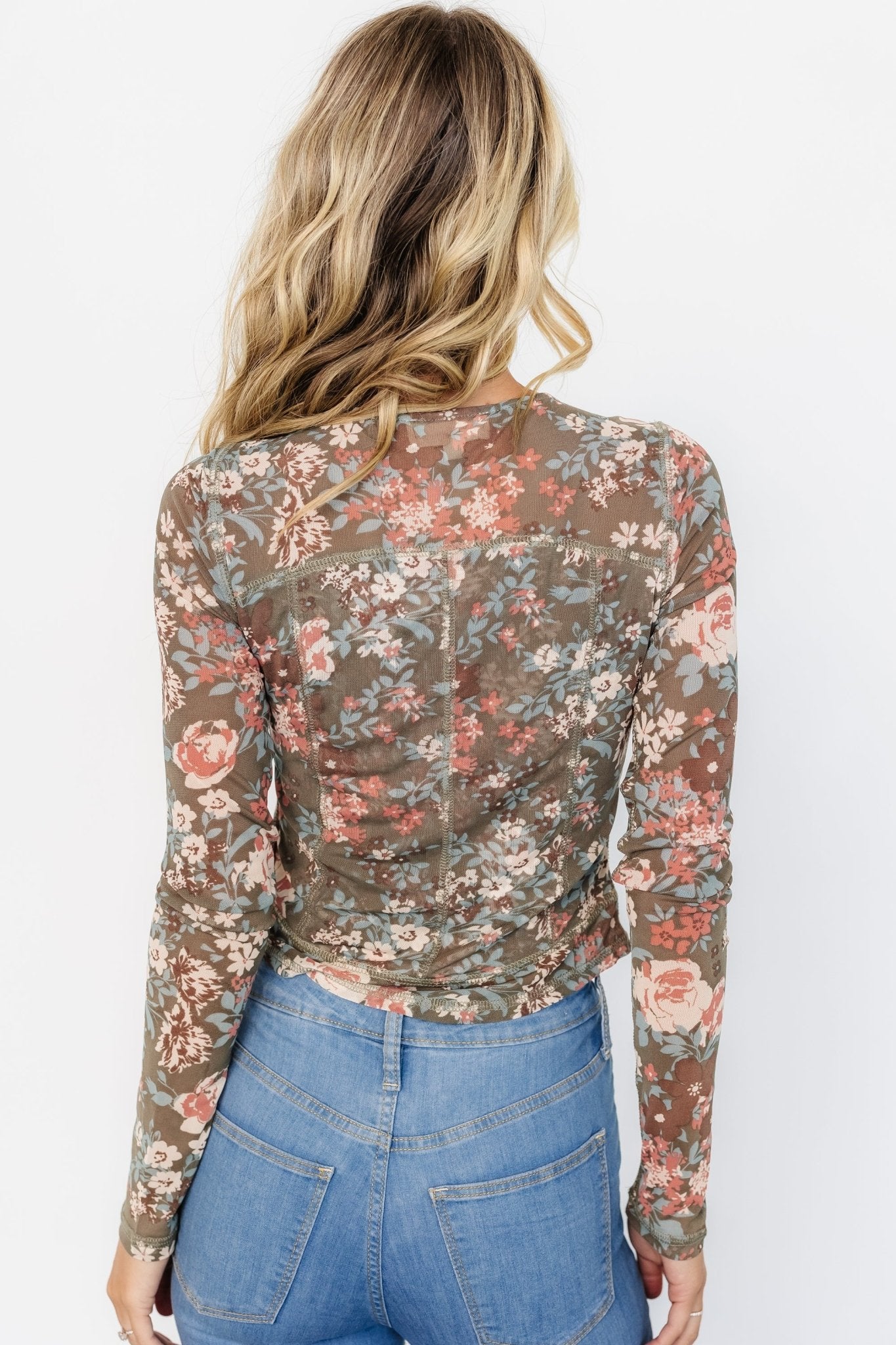 Jaynie Sheer Top | Olive Floral Buy Cheap Best Store To Get