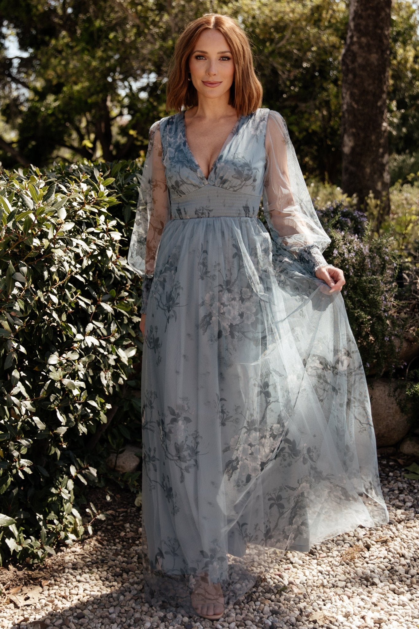 Layla Tulle Maxi Dress | Dusty Blue Floral Footlocker Pictures Online