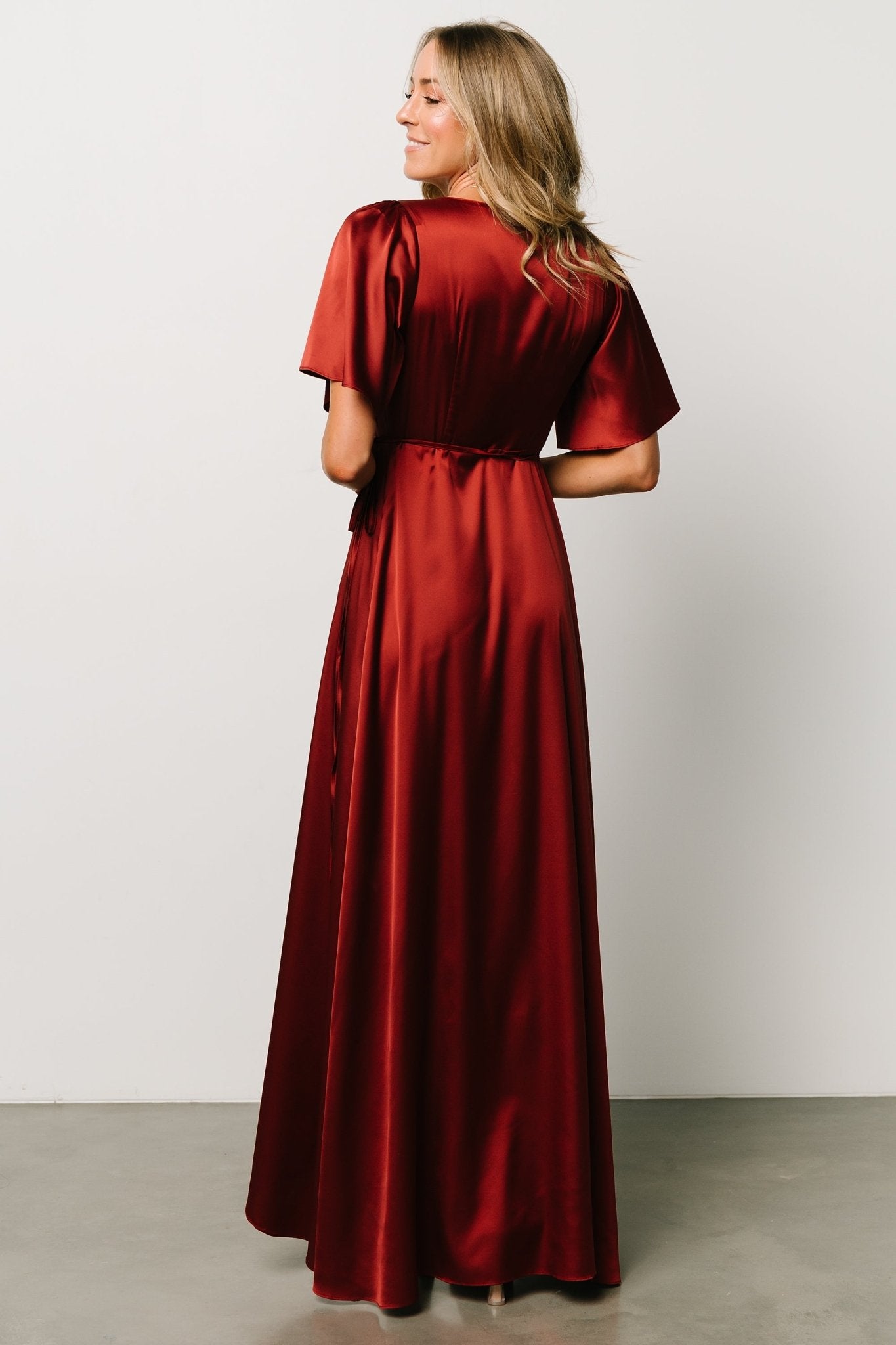 Vara Satin Maxi Wrap Dress | Terracotta Sale Ebay