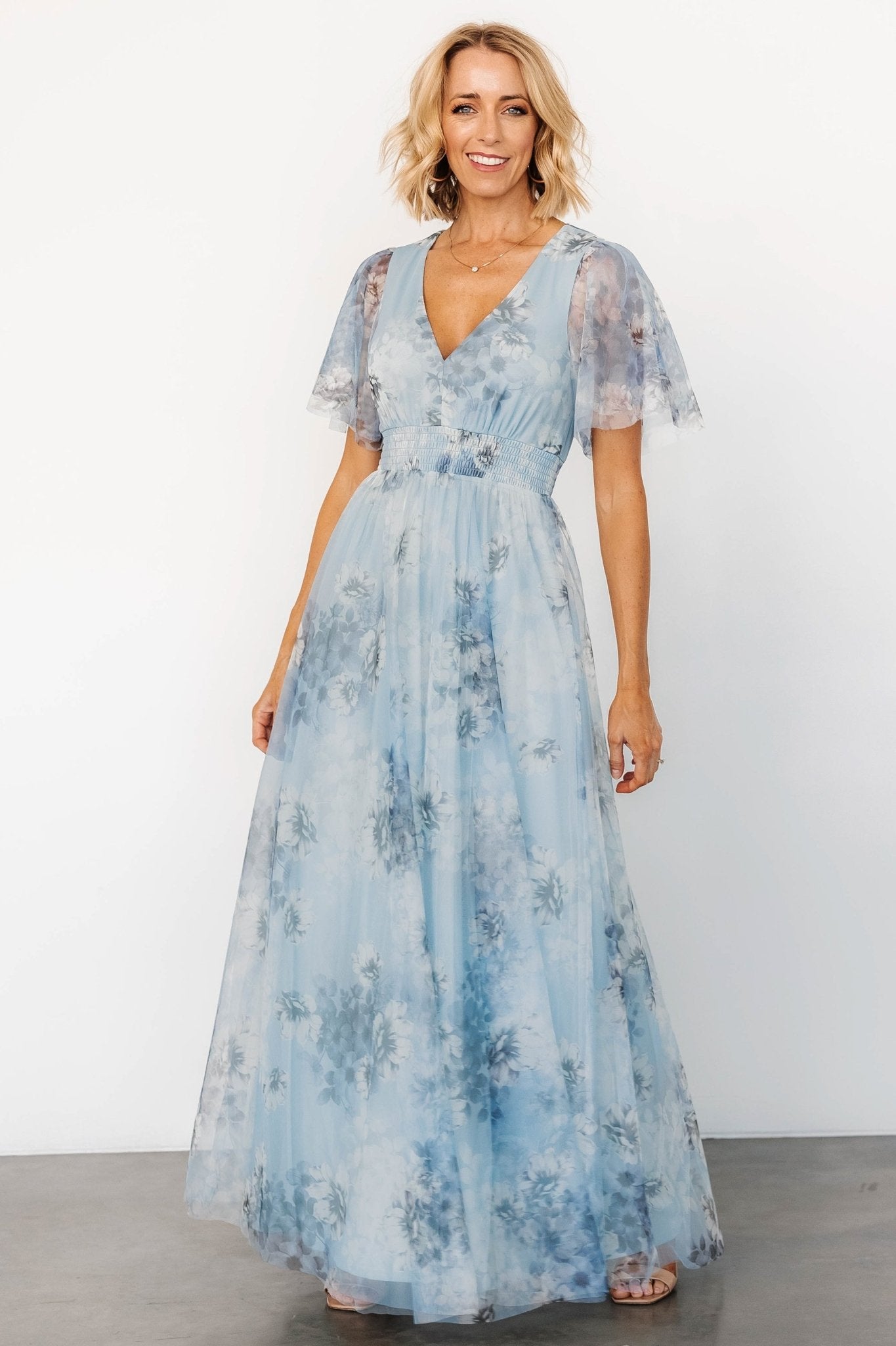 Cressida Tulle Maxi Dress | Blue + Off White Floral Discount Reliable