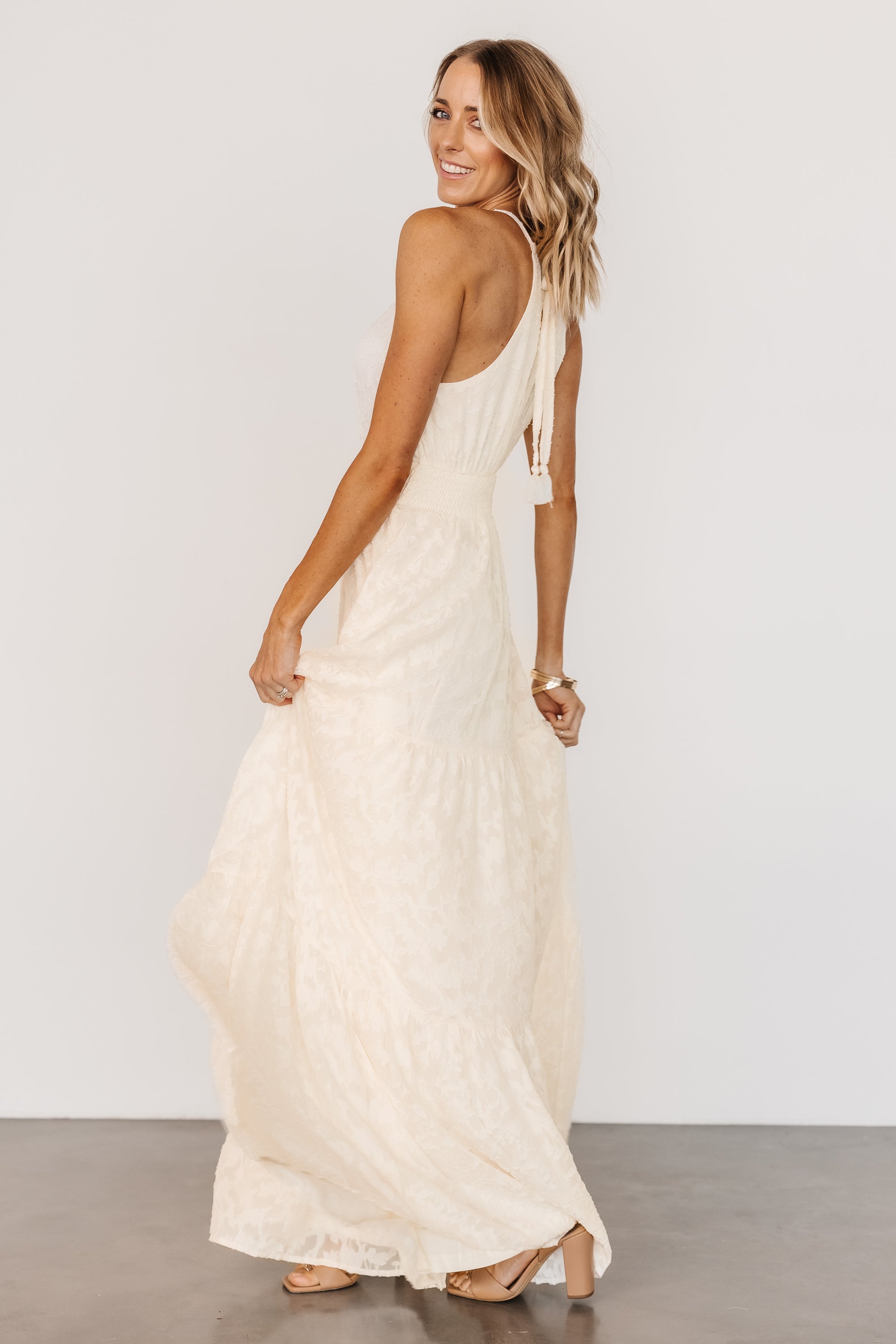 Eilish Embossed Maxi Dress | Cream Clearance Amazon