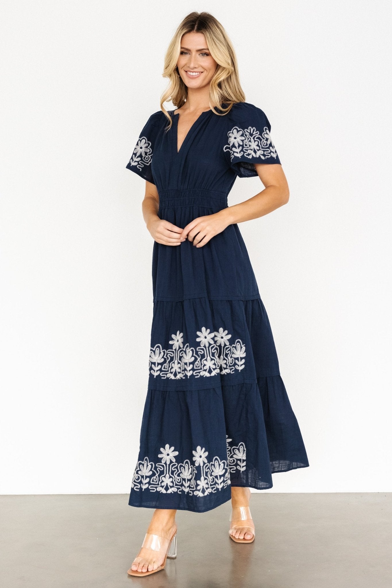 Kennedy Embroidered Maxi Dress | Blue Low Cost Sale Online