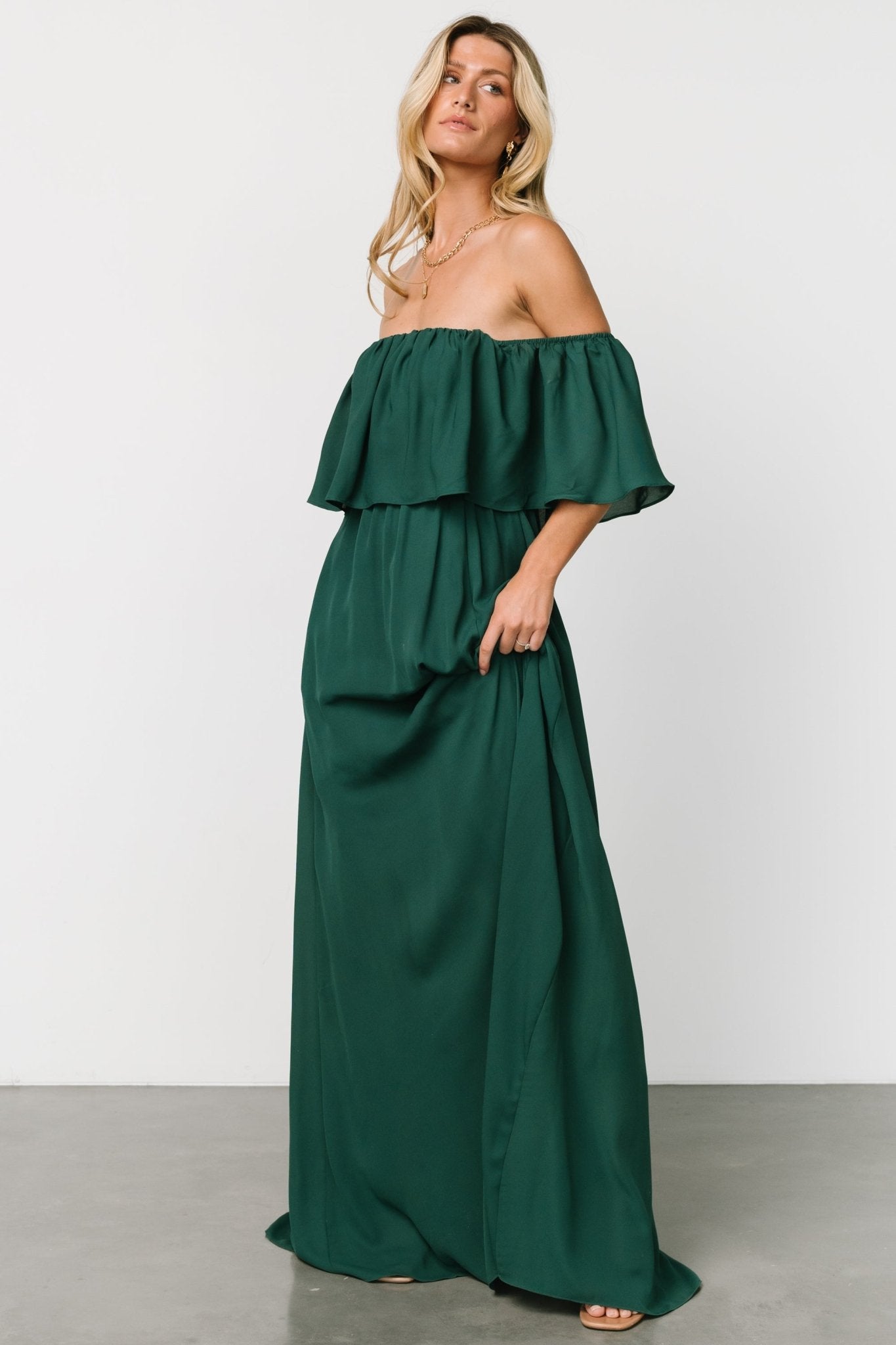 Diana Off Shoulder Maxi Dress | Emerald Footlocker For Sale