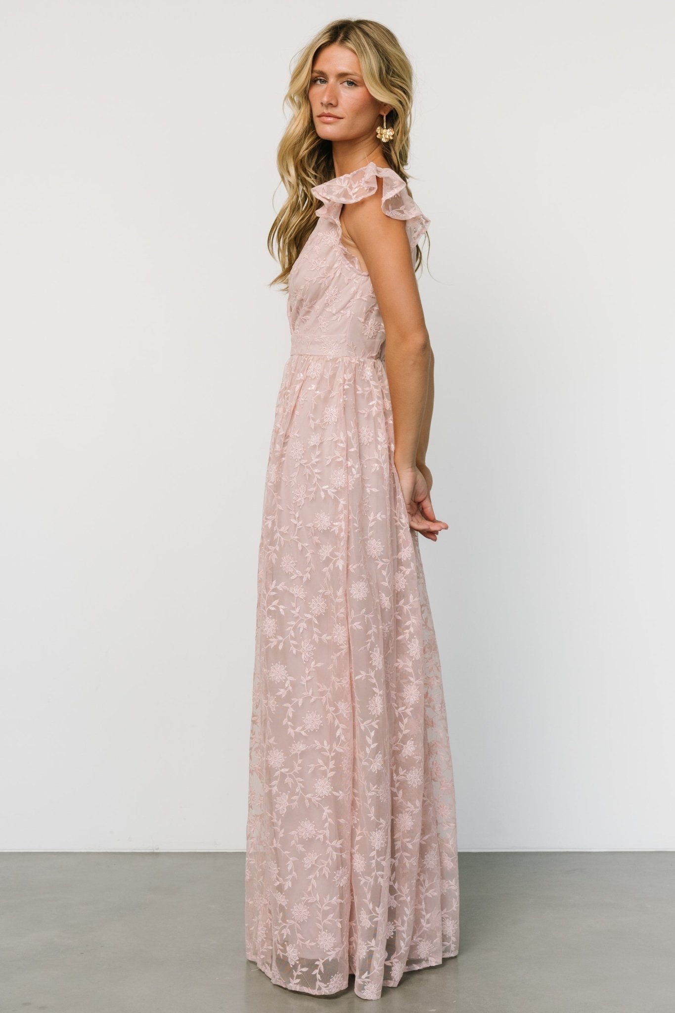 Alexa Embroidered Sequin Maxi Dress | Blush Rose Cheapest Online