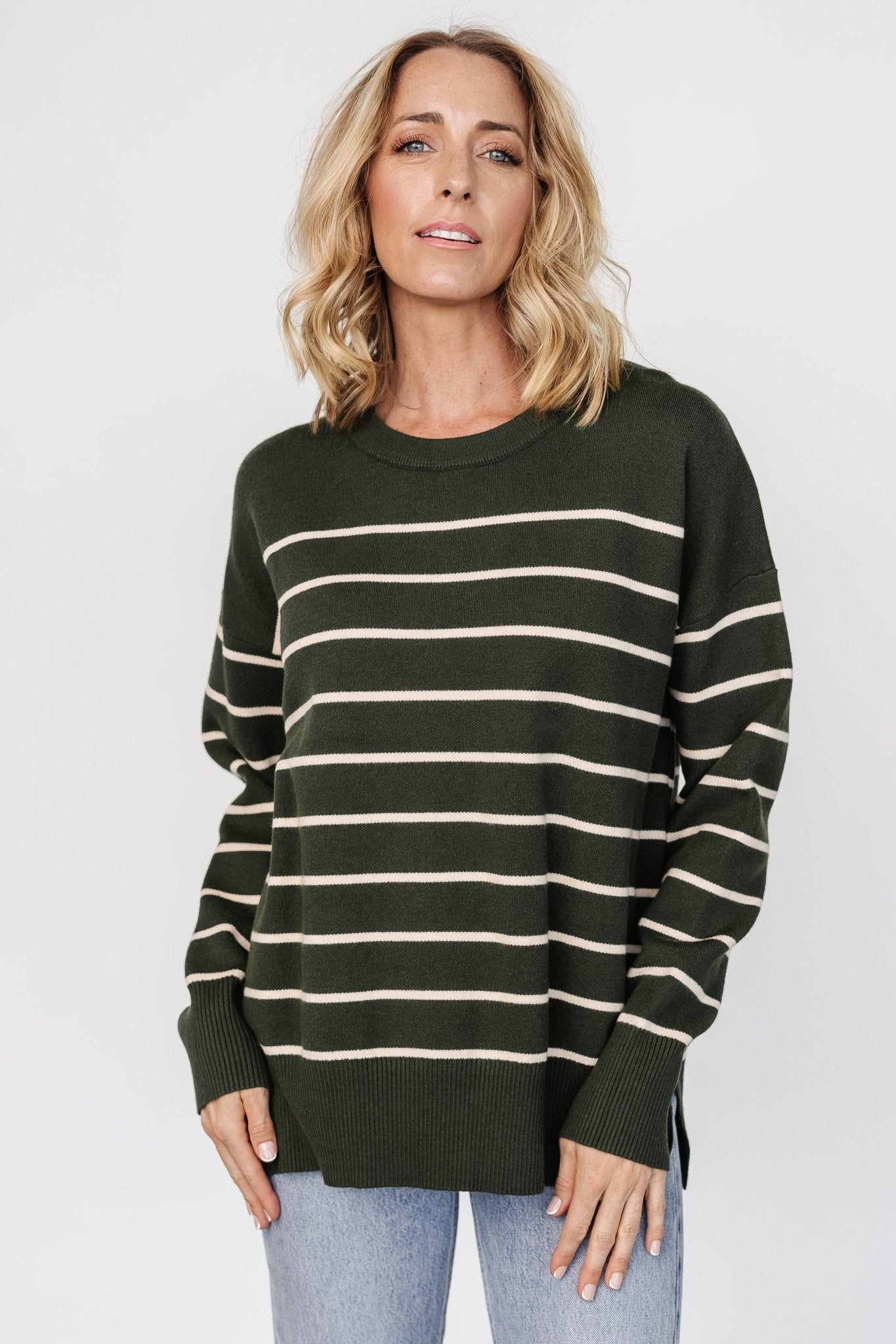 Colmar Striped Sweater | Pine + Cream Best Wholesale Cheap Pice