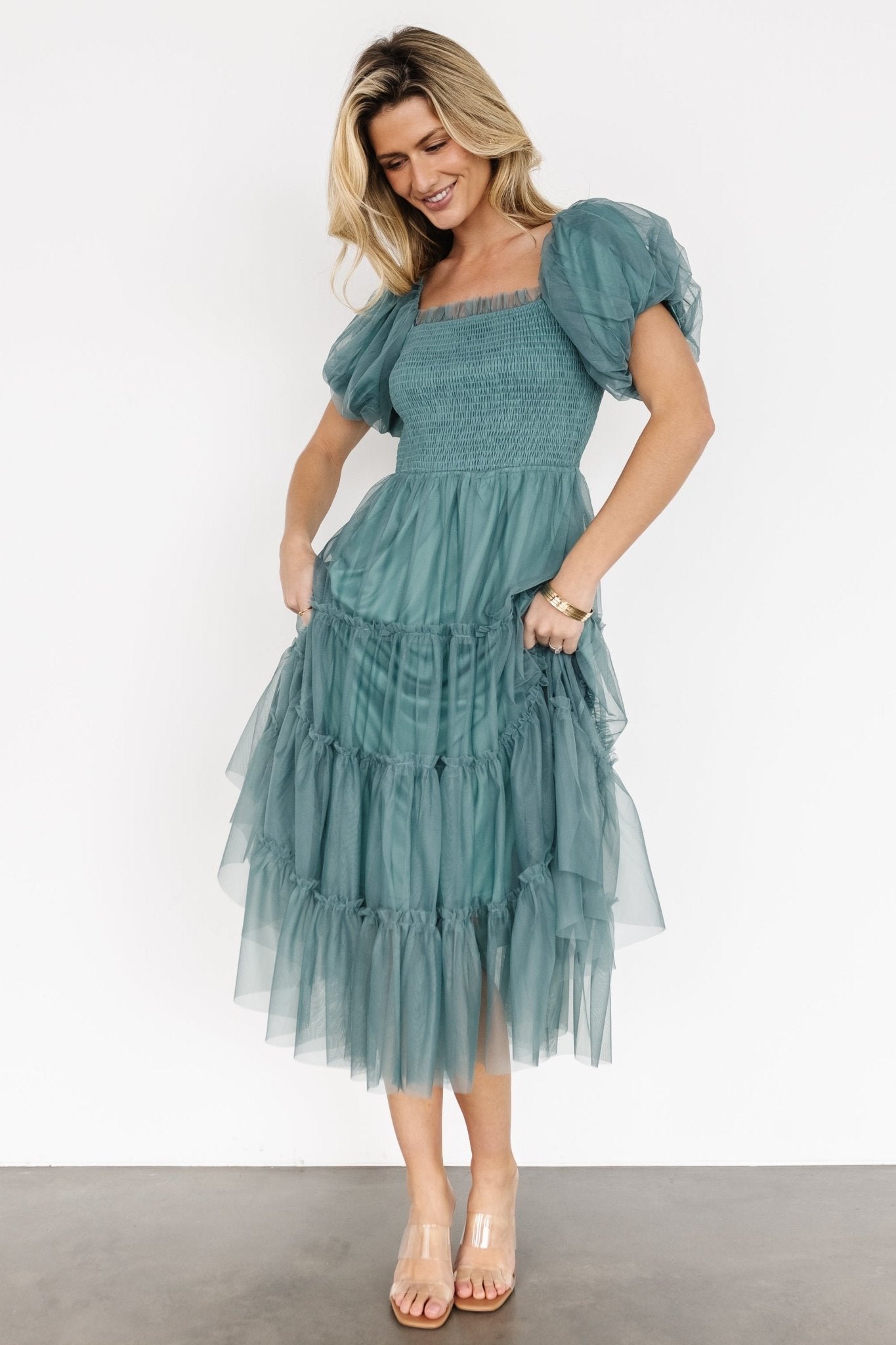 Liv Tulle Midi Dress | Eucalyptus Clearance Cheapest Pice