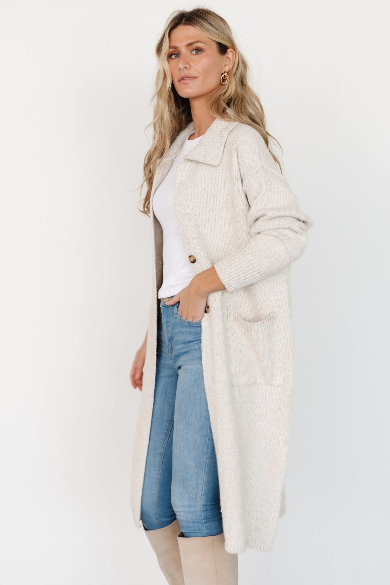 Ontario Long Button Cardigan | Oatmeal Cheap Sale Amazon