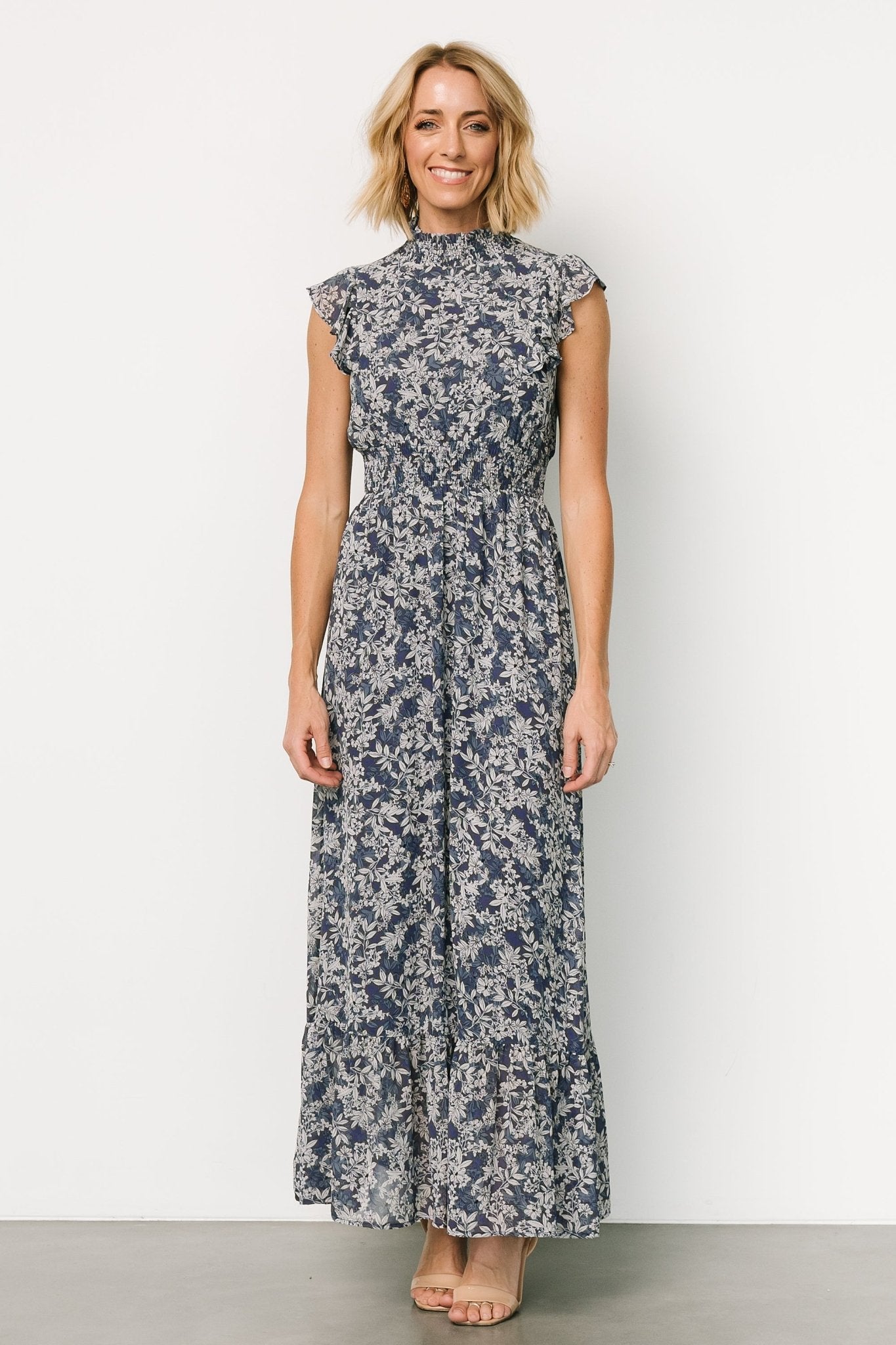 Kearny Ruffle Maxi Dress | Slate Print Get To Buy For Sale