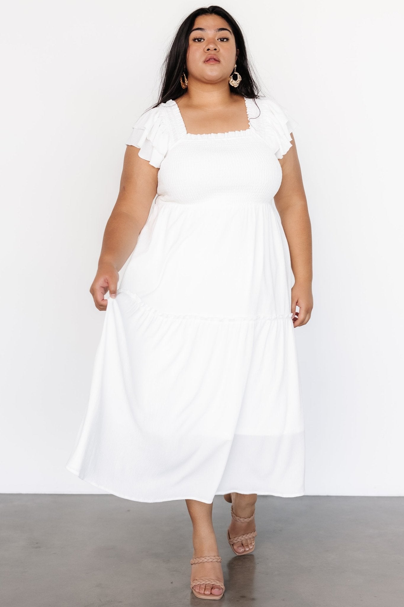 Jacie Smocked Midi Dress | White Buy Cheap Best Sale