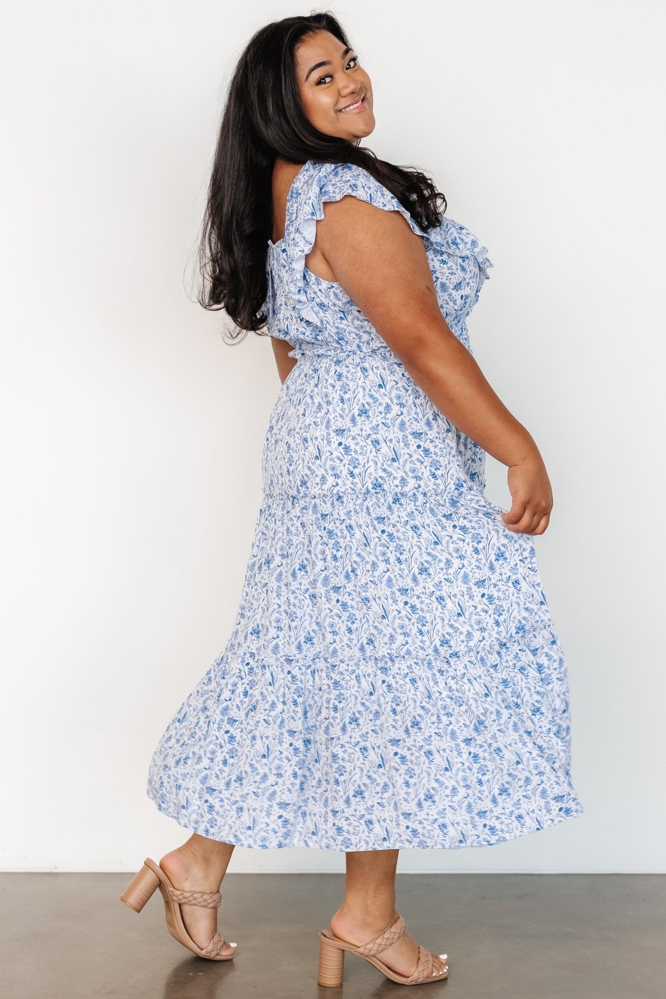 Crete Midi Dress | Blue + White Clearance How Much