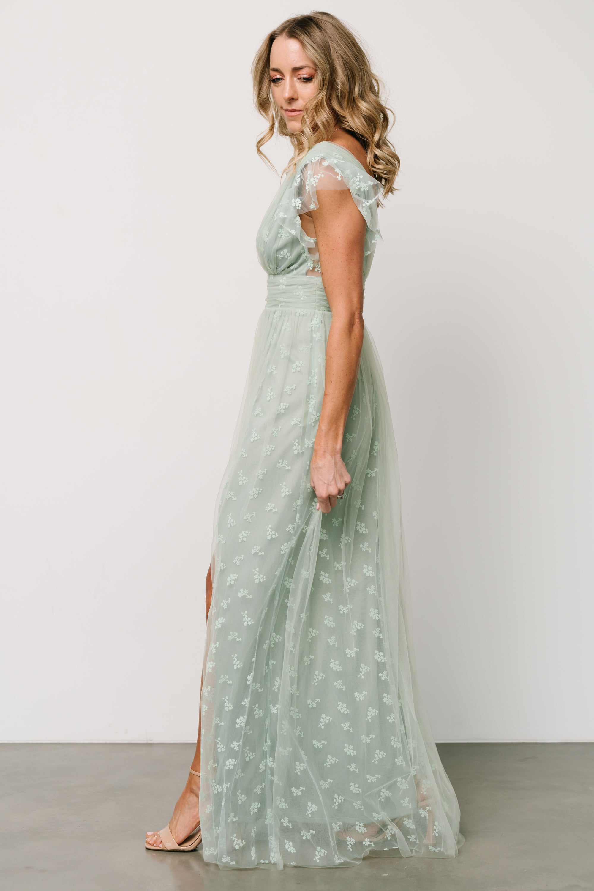 Caterina Tulle Maxi Dress | Sage Free Shipping New Styles