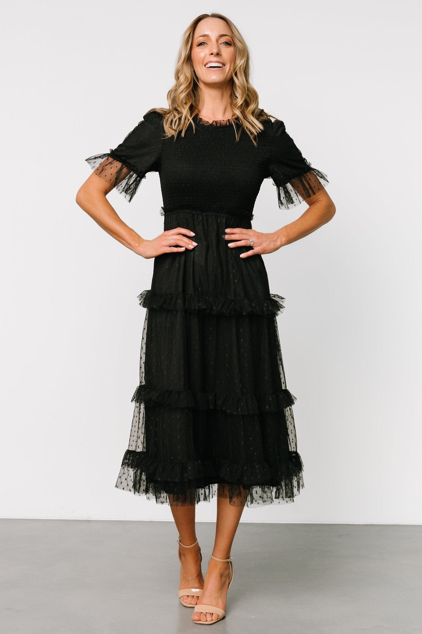 Lysandra Smocked Dot Dress | Black Big Sale Cheap Online