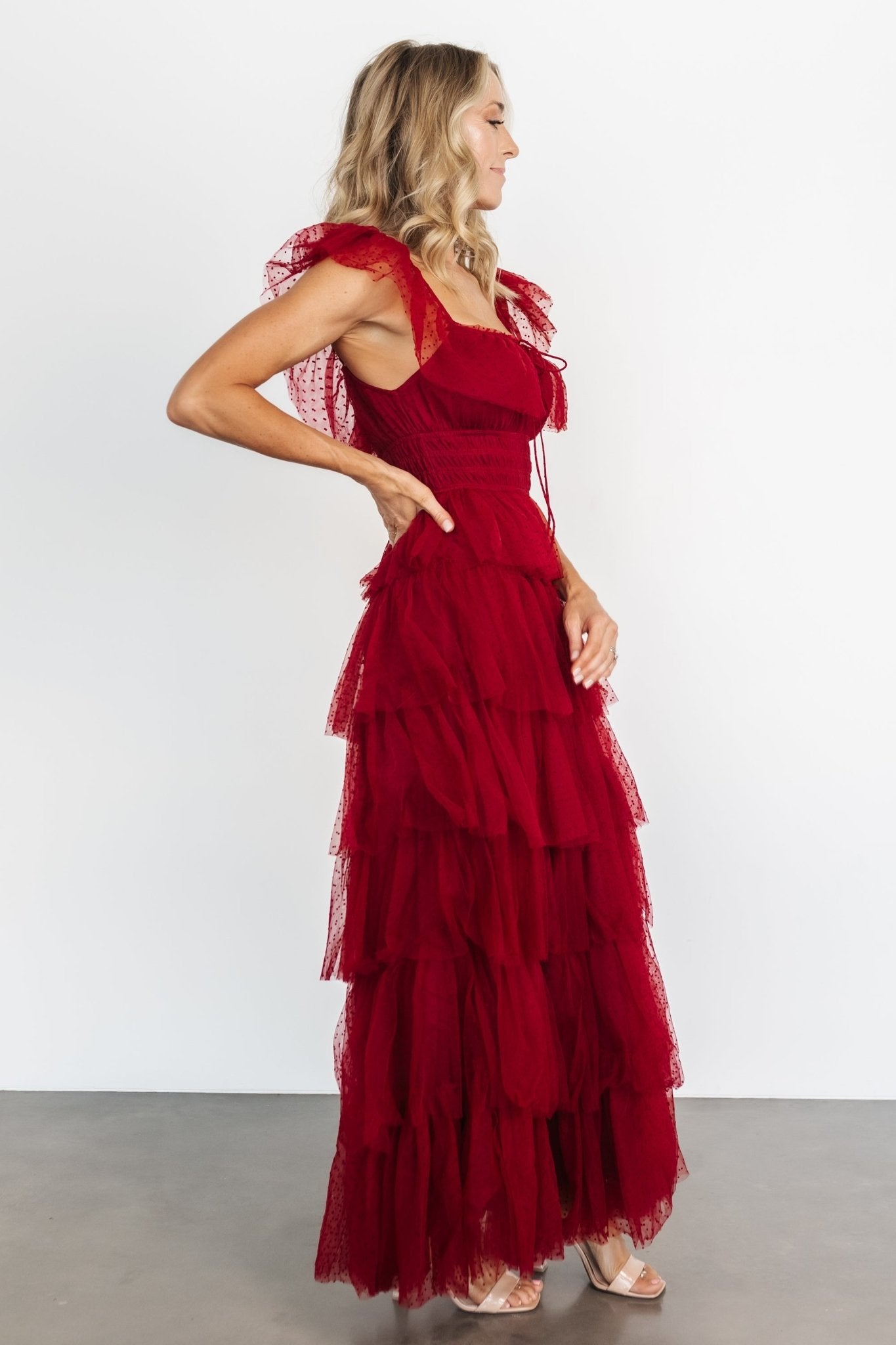 Valora Swiss Dot Tulle Maxi Dress | Wine Outlet Geniue Stockist