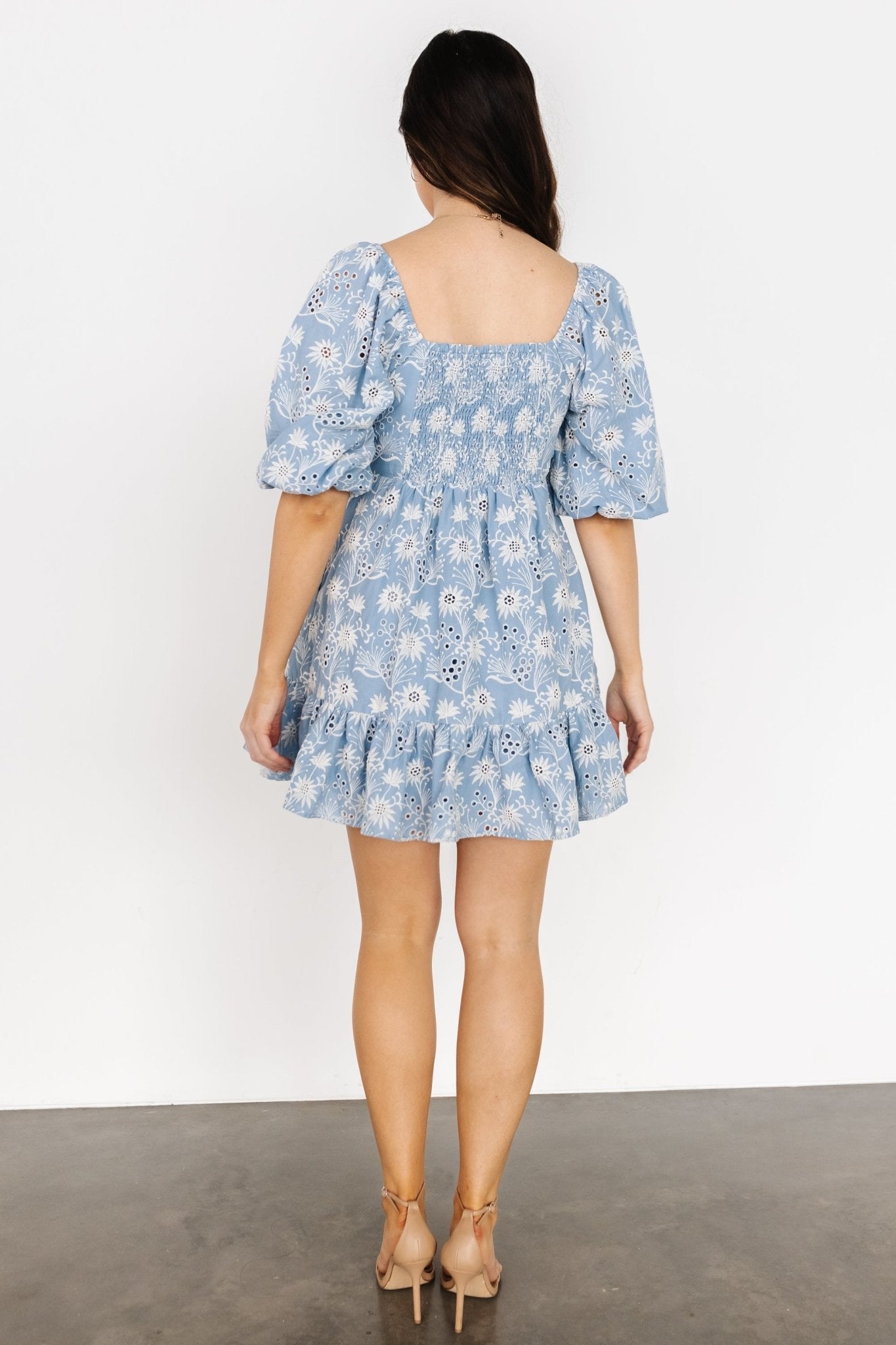 Serres Eyelet Mini Dress | Blue Floral Amazing Pice