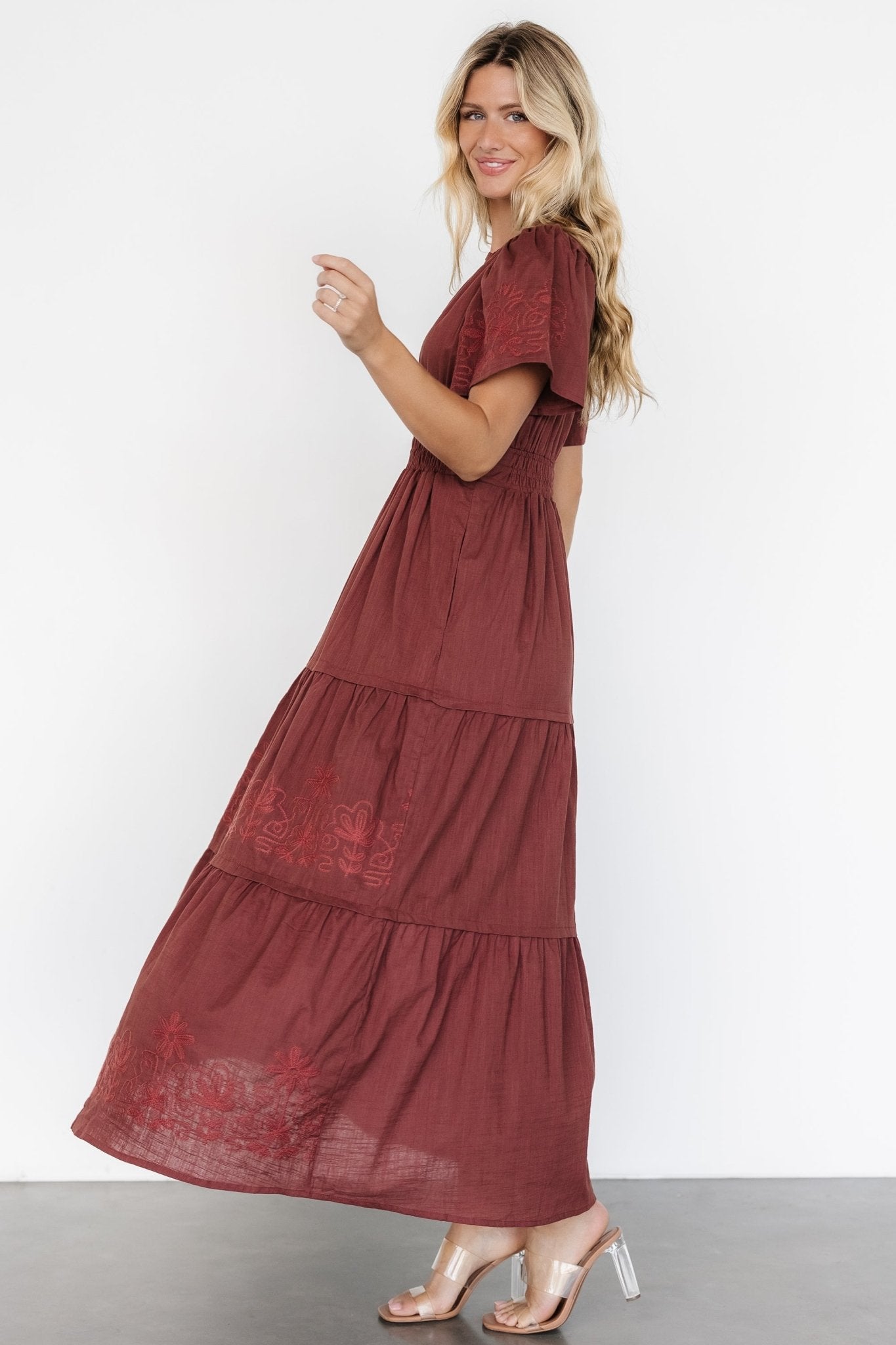 Kennedy Embroidered Maxi Dress | Marsala Comfortable Cheap Online