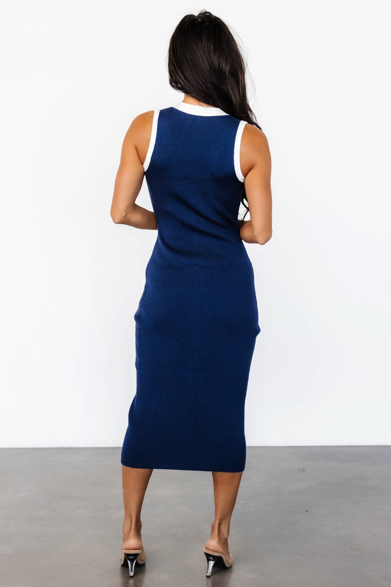 Coley Ribbed Button Dress | Navy + Off White Buy Cheap Tumblr