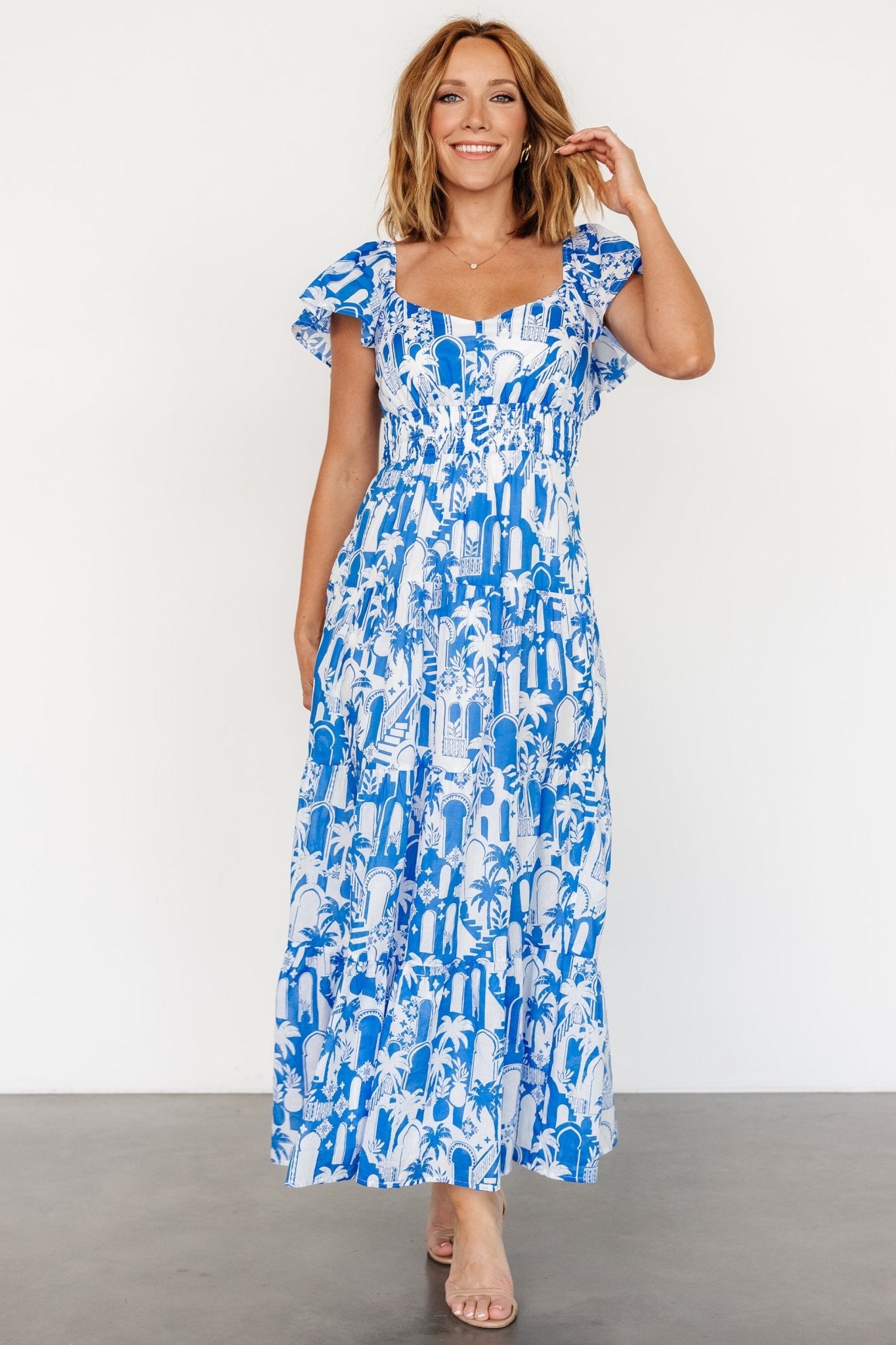 Catira Maxi Dress | Blue + White For Sale Online