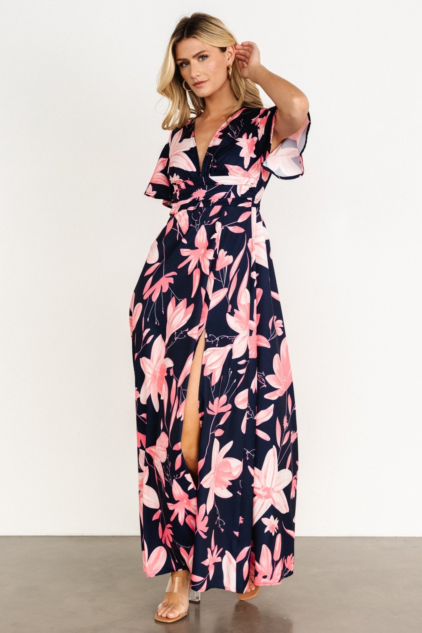 Dina Maxi Dress | Navy + Pink Floral Discount