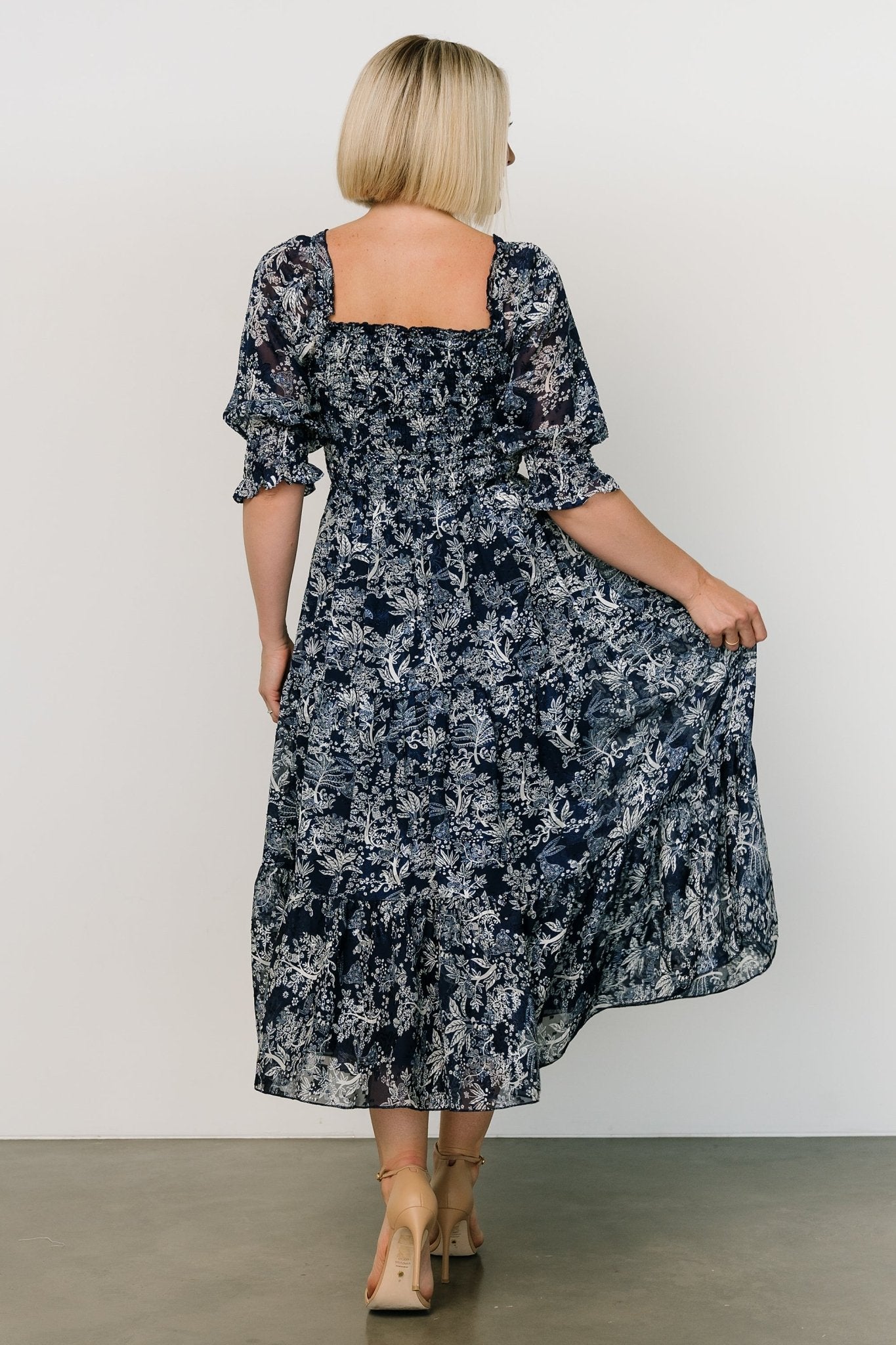 Fabian Jacquard Midi Dress | Indigo Print Cheap Supply