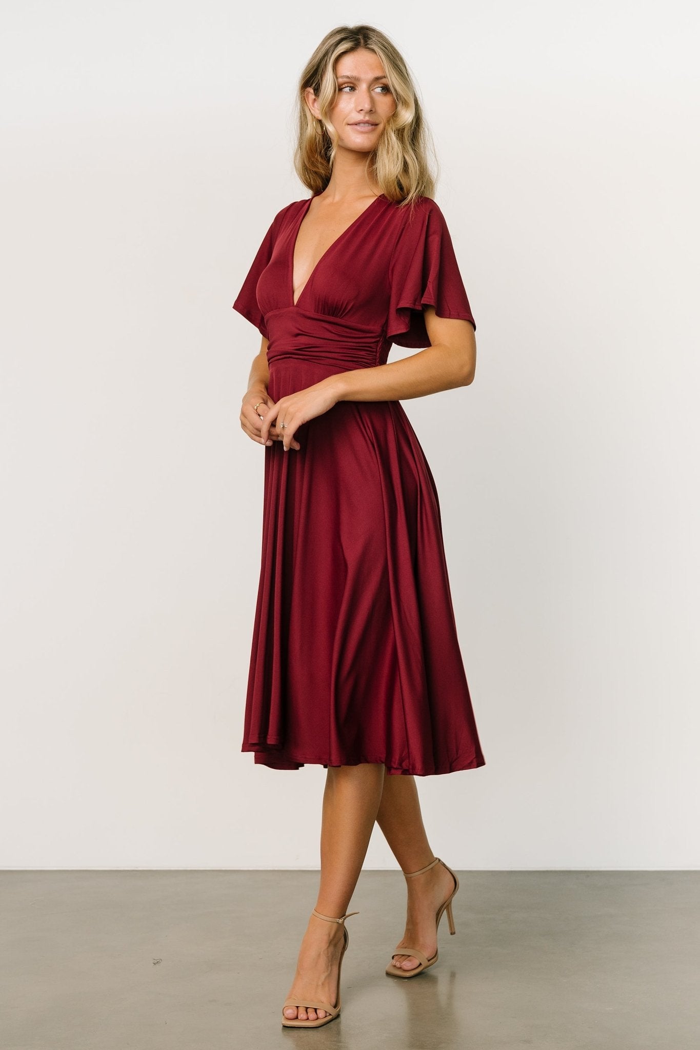 Janette Midi Dress | Wine Sast