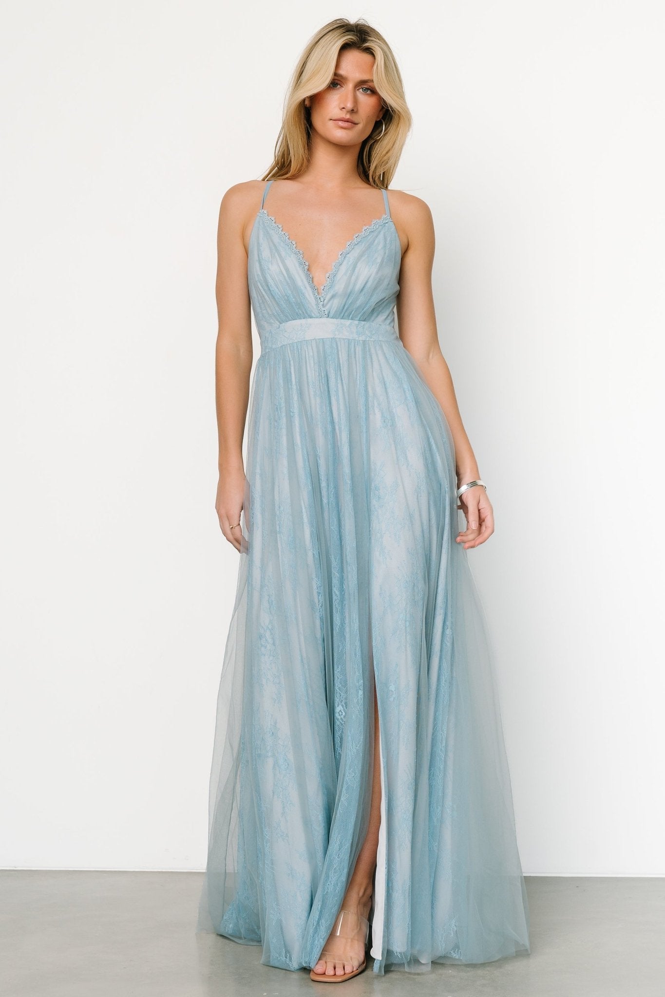 Vasia Lace Tulle Maxi Dress | Soft Blue Largest Supplier Cheap Pice