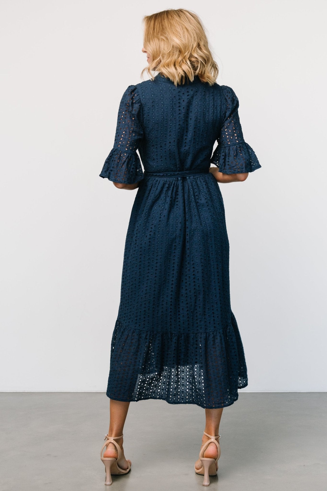 Virginia Eyelet Midi Dress | Navy Sale View