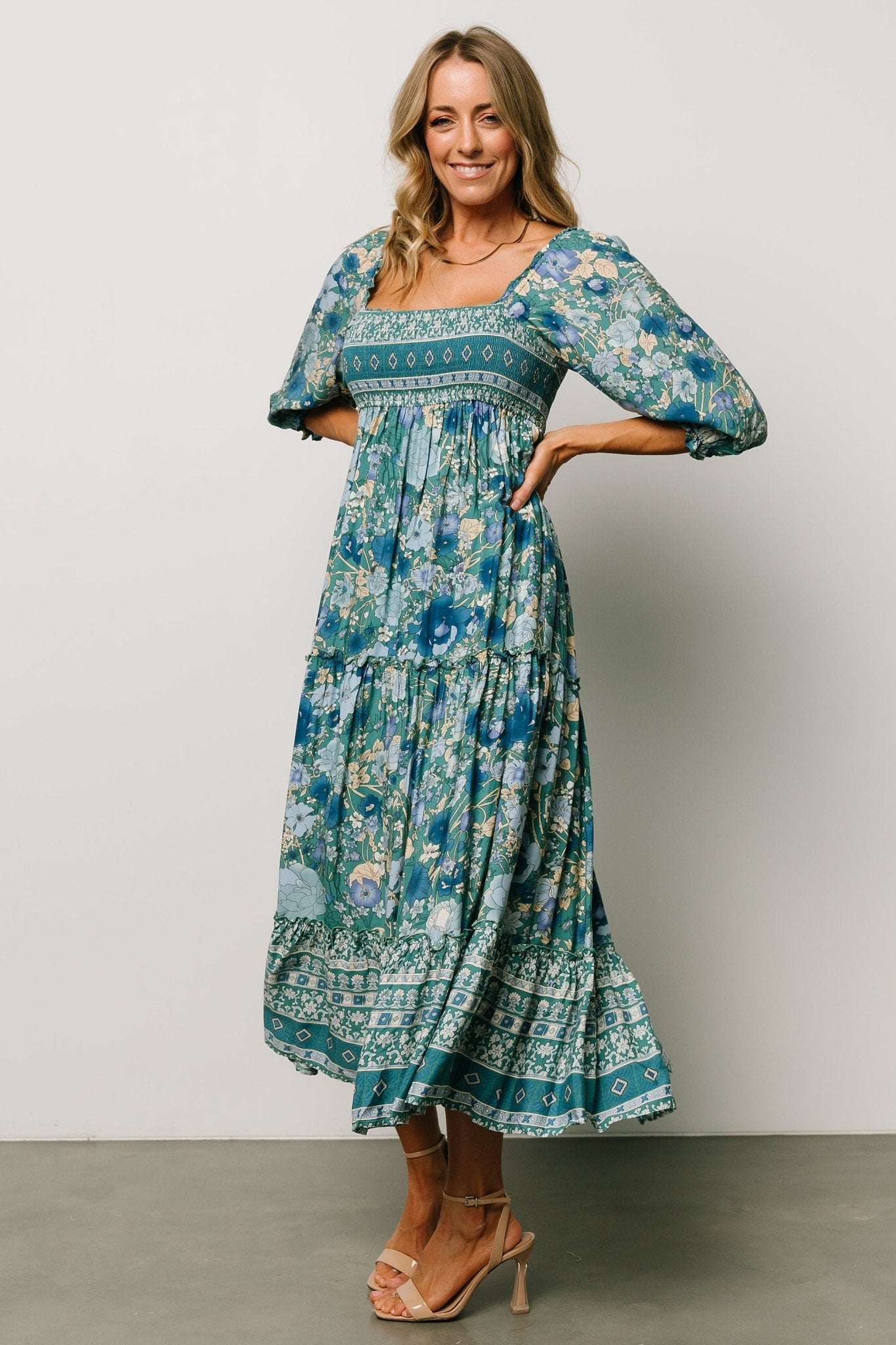 Shanna Tiered Dress | Emerald Multi Cheap Pice