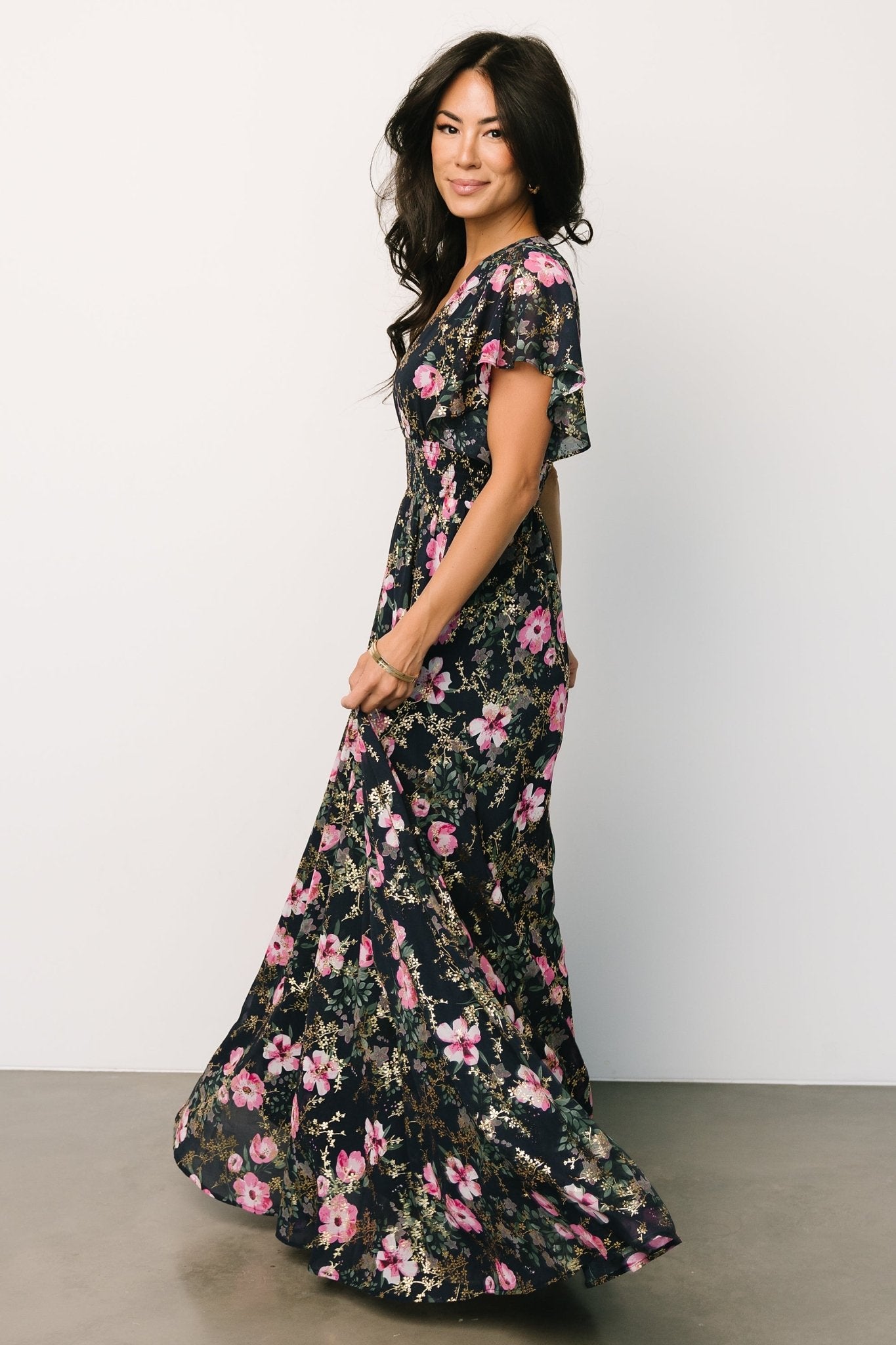 Lynlee Metallic Maxi Dress | Dark Blue + Pink Genuine Sale Online