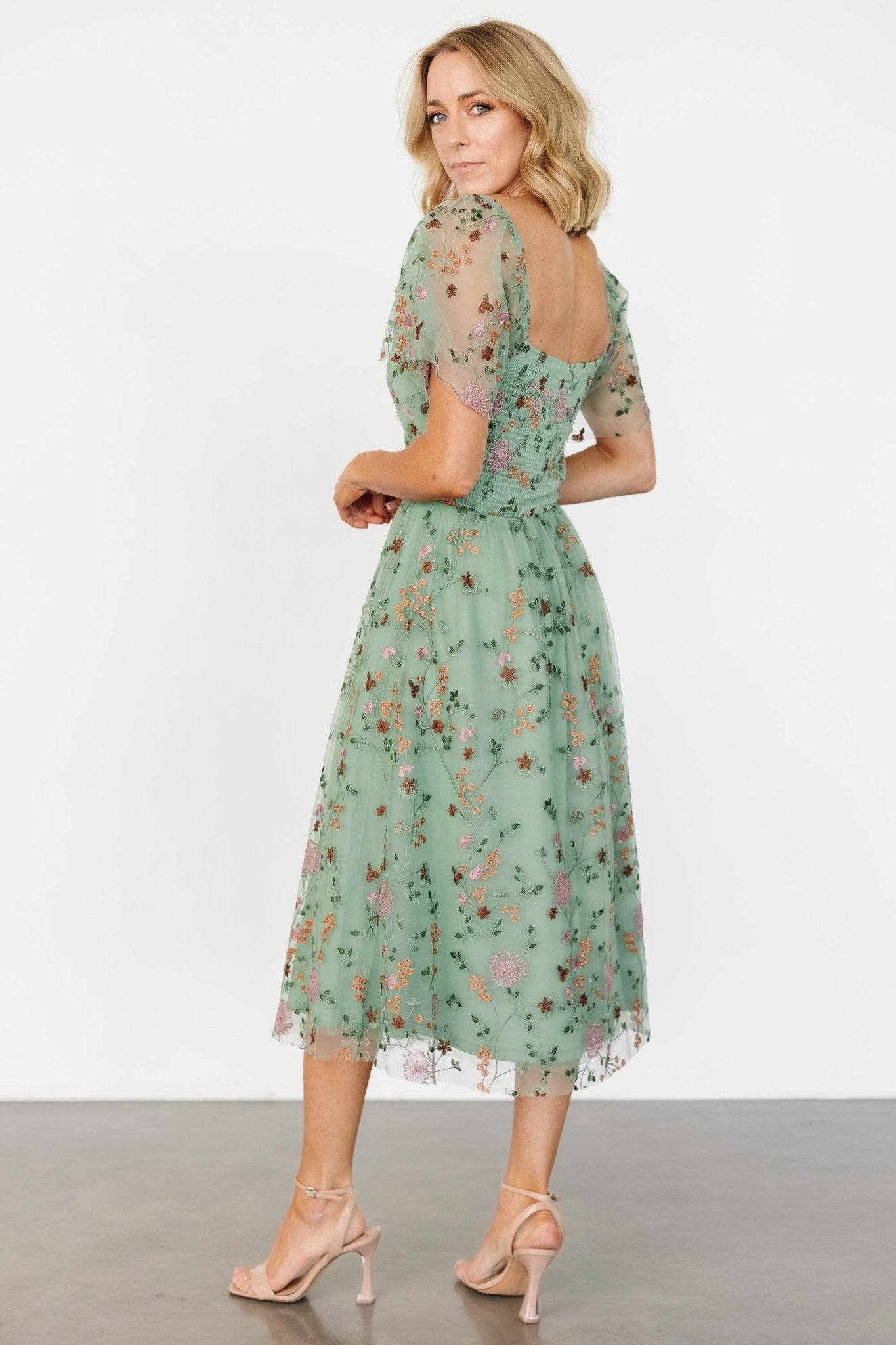 Gwyneth Tulle Midi Dress | Eucalyptus Floral Many Kinds Of Cheap Pice