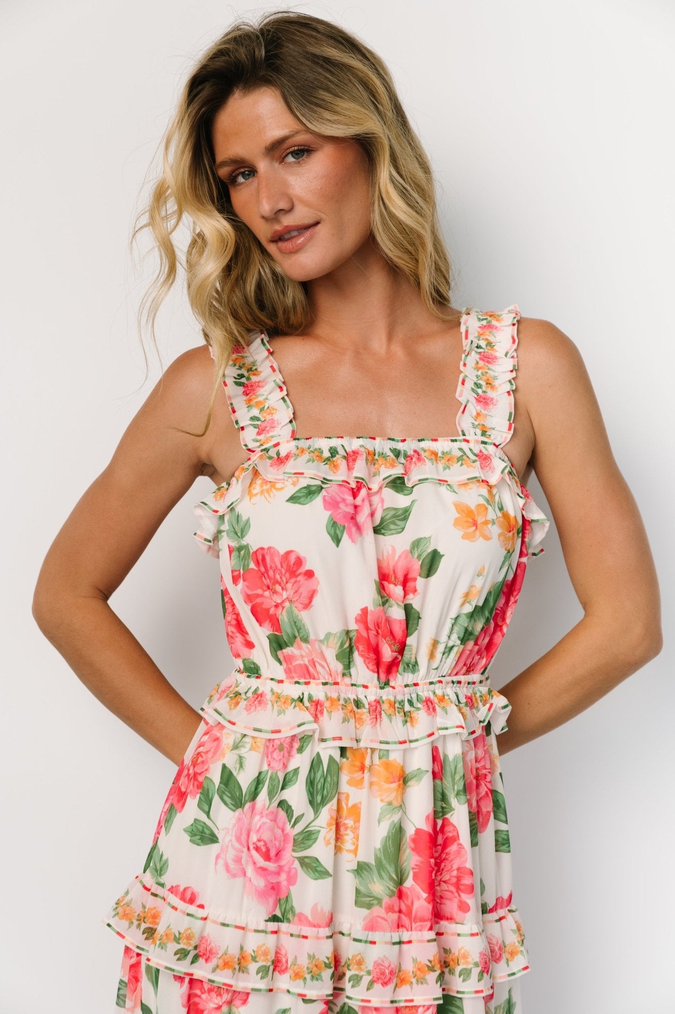 Julieta Tiered Maxi Dress | Off White Floral Quality Original