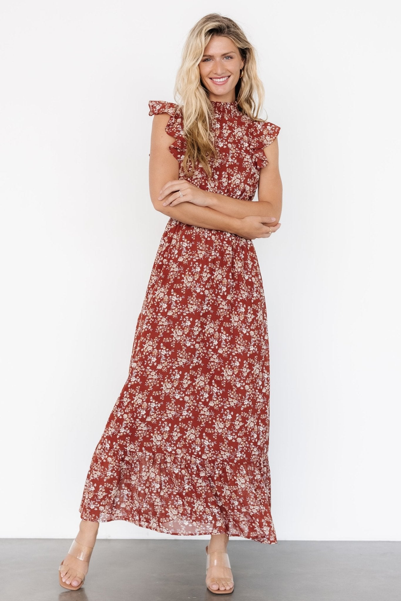 Kearny Ruffle Maxi Dress | Rust Print In China Cheap Pice