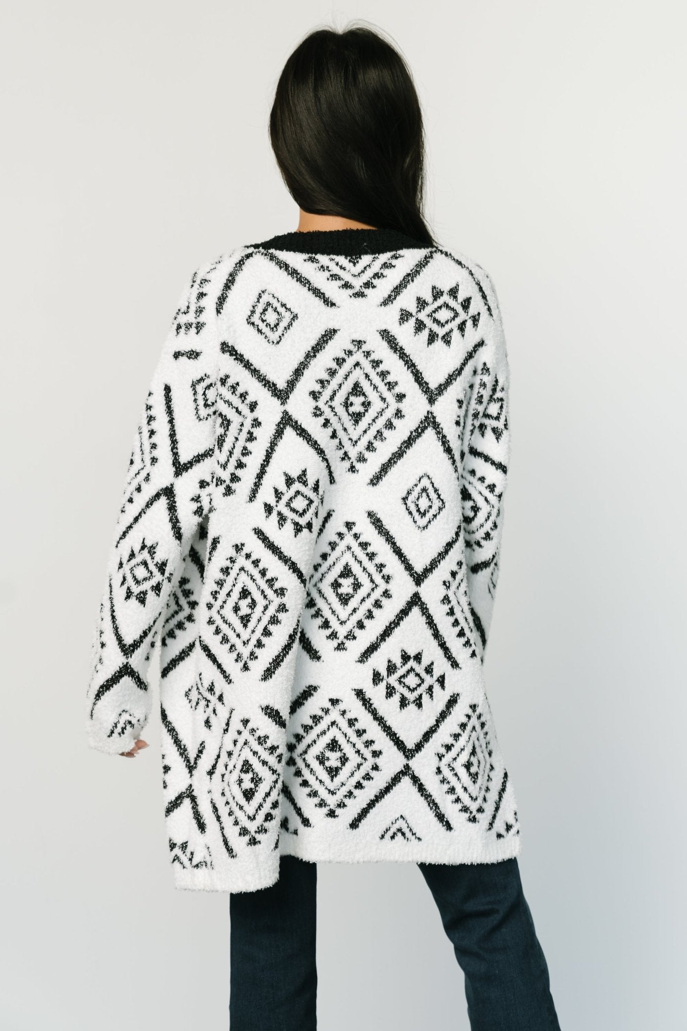 Jay Oversized Cardigan | White + Black Amazing Pice Cheap Online