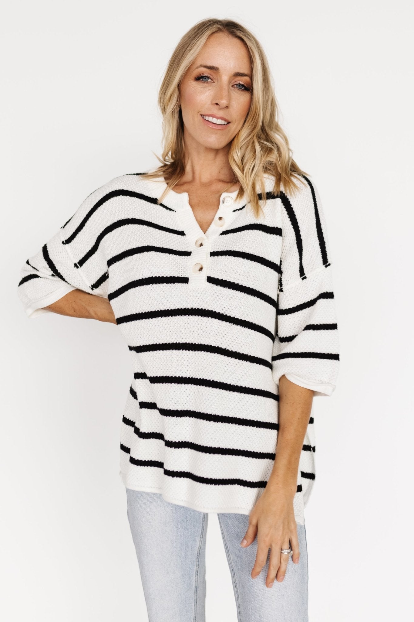 Maddock Knit Top | Off White + Black Cheap Pice Wholesale